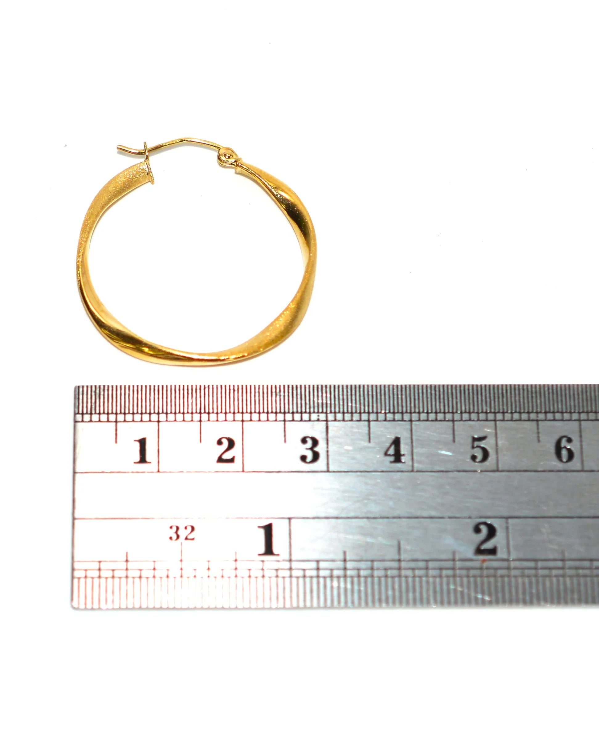 14K Solid Gold 30mm Hoop Earrings Gold Hoops Gold Earrings Twist Medium Hoops Statement Earrings Vintage Earrings Fine Estate Jewellery - Image 7