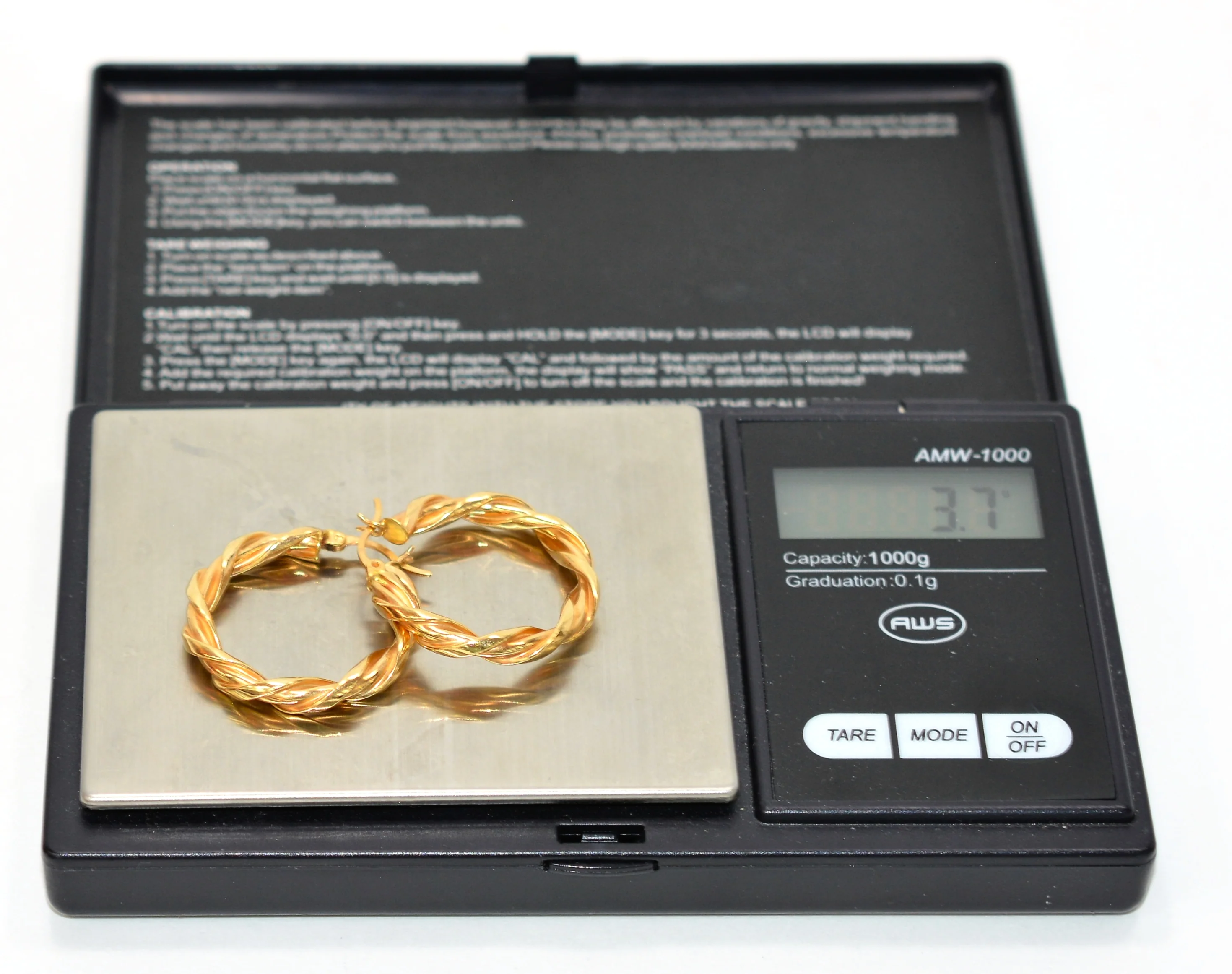 14K Solid Gold 4.25mm Hoop Earrings Gold Hoops Gold Earrings Chunky Hoops Twist Hoops Statement Earrings Vintage Earrings Estate Jewellery - Image 7