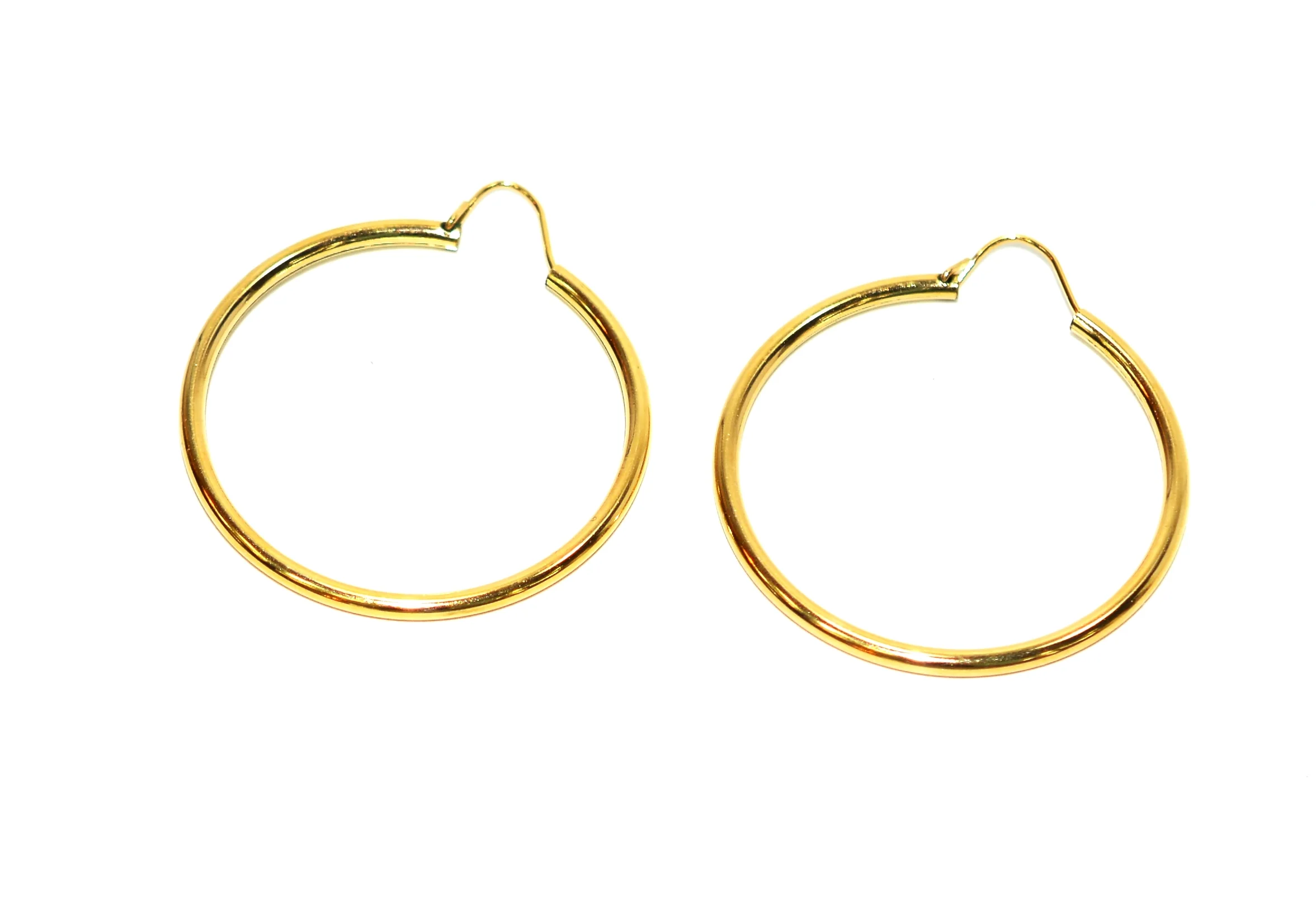 14K Solid Gold 28mm Hoop Earrings Gold Hoops Gold Earrings Shiny Hoops Polished Hoops Statement Earrings Vintage Earrings Estate Jewellery