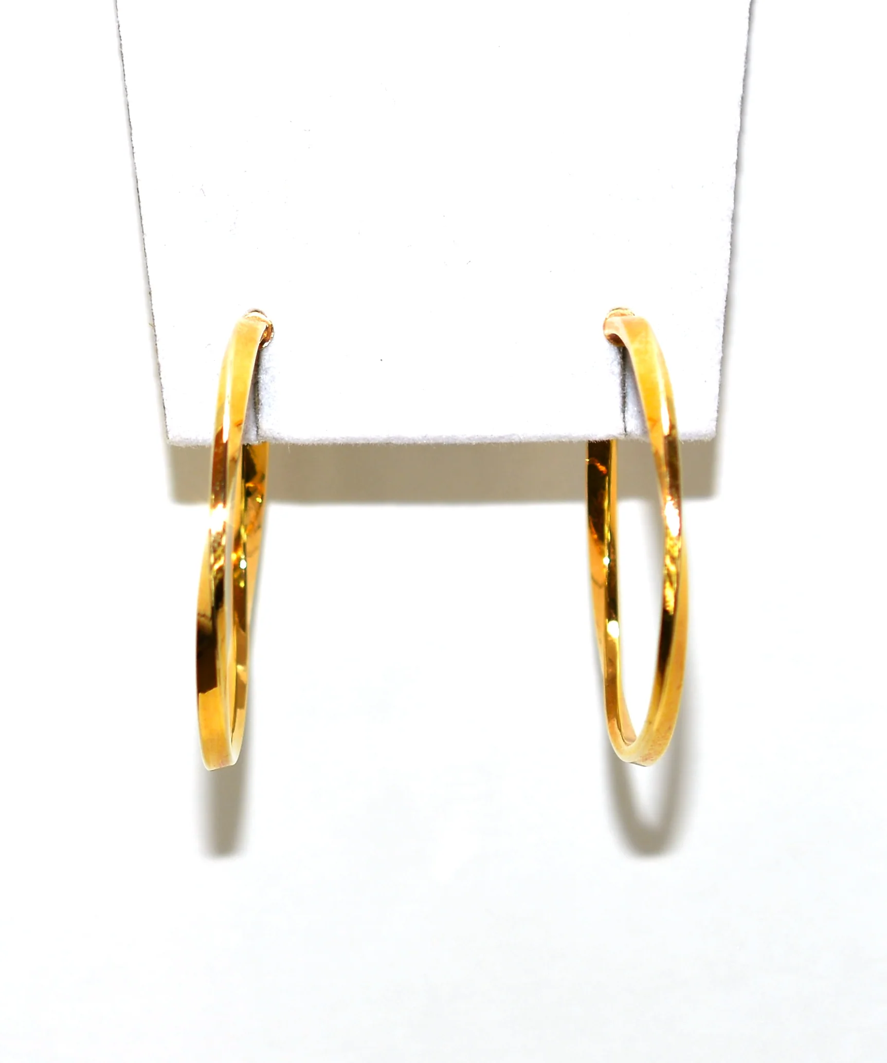 14K Solid Gold 2.50mm Hoop Earrings Gold Hoops Gold Earrings Twist Hoops Statement Earrings Vintage Earrings Estate Jewellery Estate Earrings - Image 2
