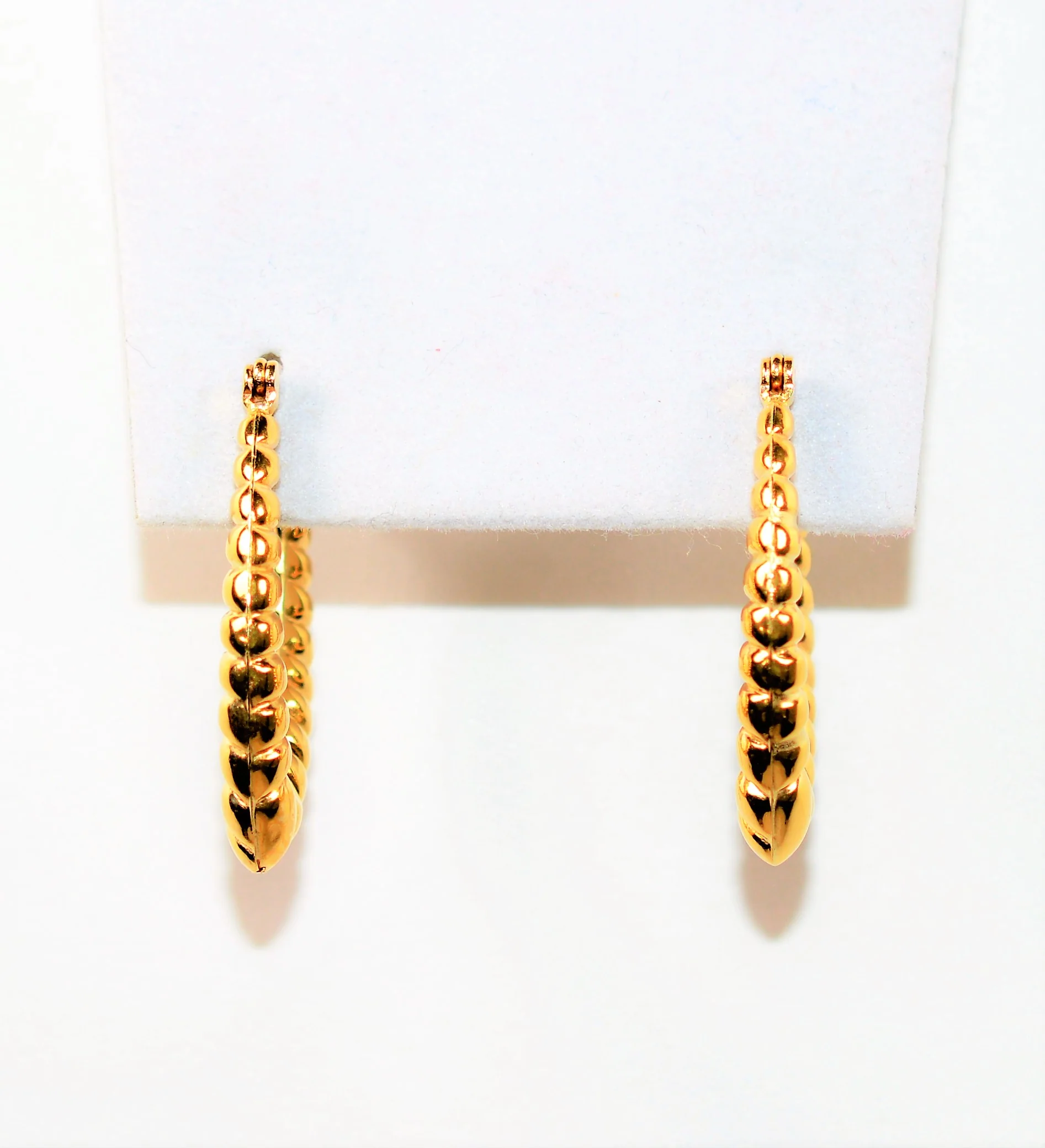 14K Solid Gold 18.50mm Hoop Earrings Gold Earrings Gold Hoops Elongated Hoops Fine Jewelry Vintage Earrings Door Knocker Hoops Estate Jewellery Fine Statement - Image 2