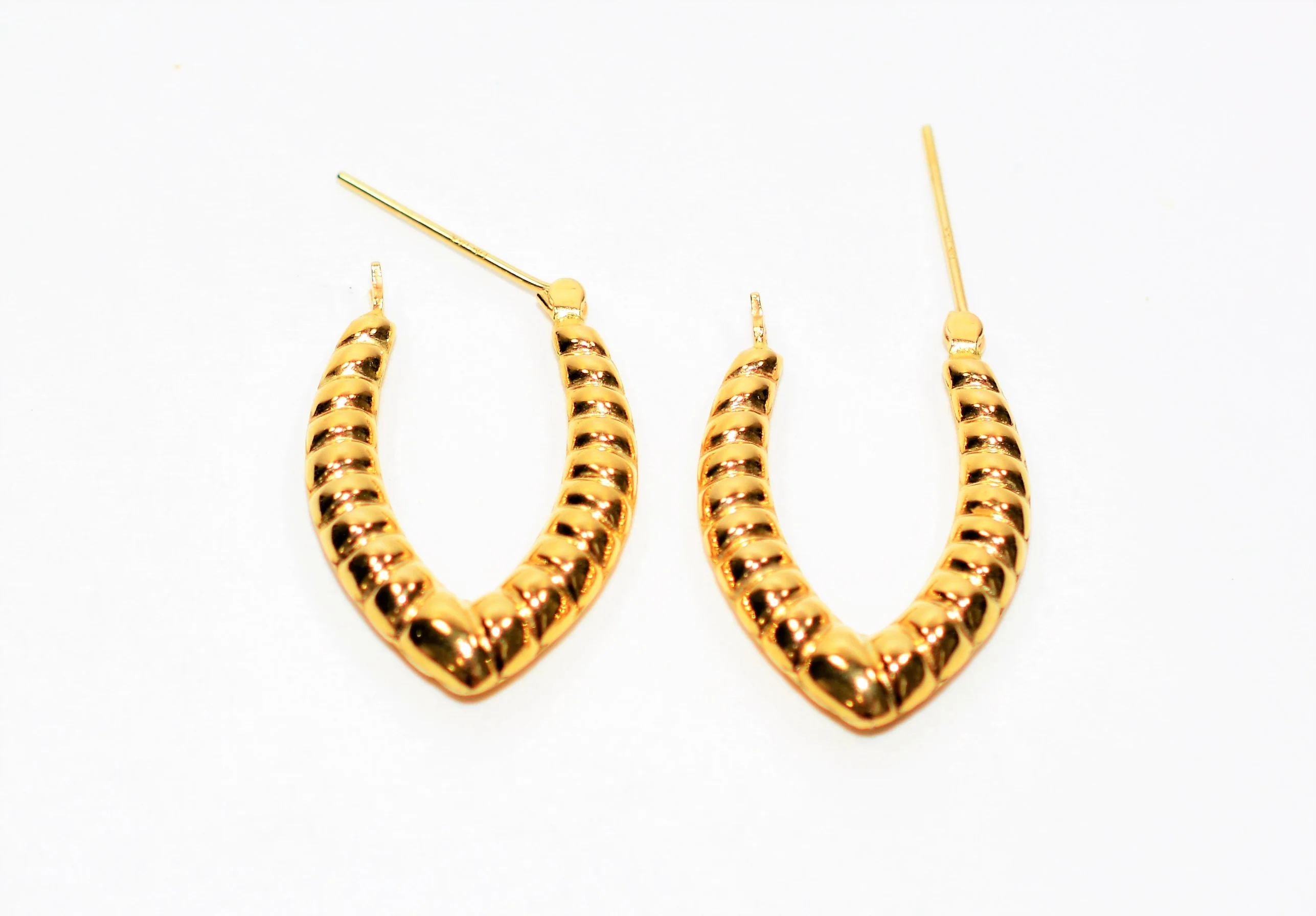 14K Solid Gold 18.50mm Hoop Earrings Gold Earrings Gold Hoops Elongated Hoops Fine Jewelry Vintage Earrings Door Knocker Hoops Estate Jewellery Fine Statement - Image 3