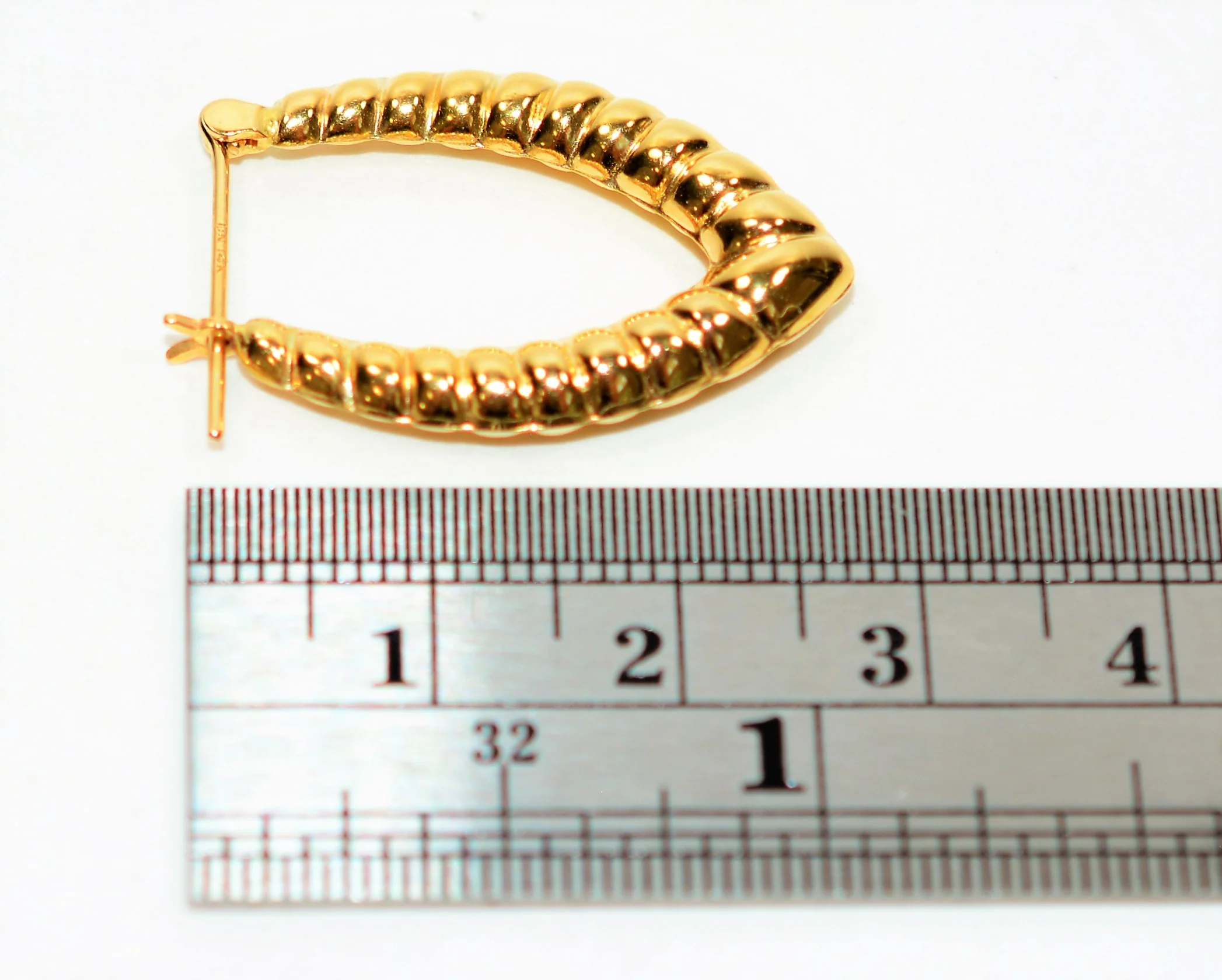 14K Solid Gold 18.50mm Hoop Earrings Gold Earrings Gold Hoops Elongated Hoops Fine Jewelry Vintage Earrings Door Knocker Hoops Estate Jewellery Fine Statement - Image 8