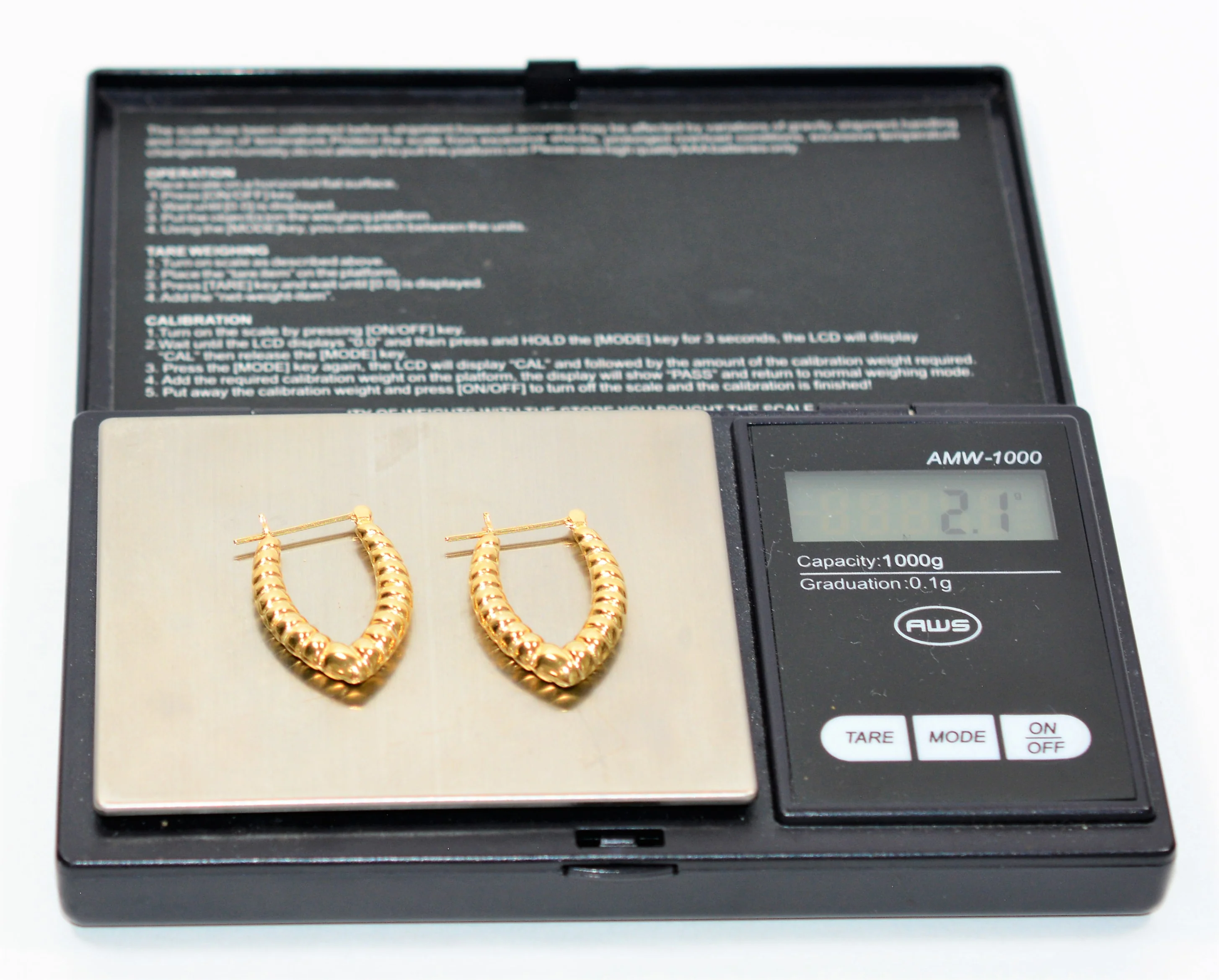 14K Solid Gold 18.50mm Hoop Earrings Gold Earrings Gold Hoops Elongated Hoops Fine Jewelry Vintage Earrings Door Knocker Hoops Estate Jewellery Fine Statement - Image 9