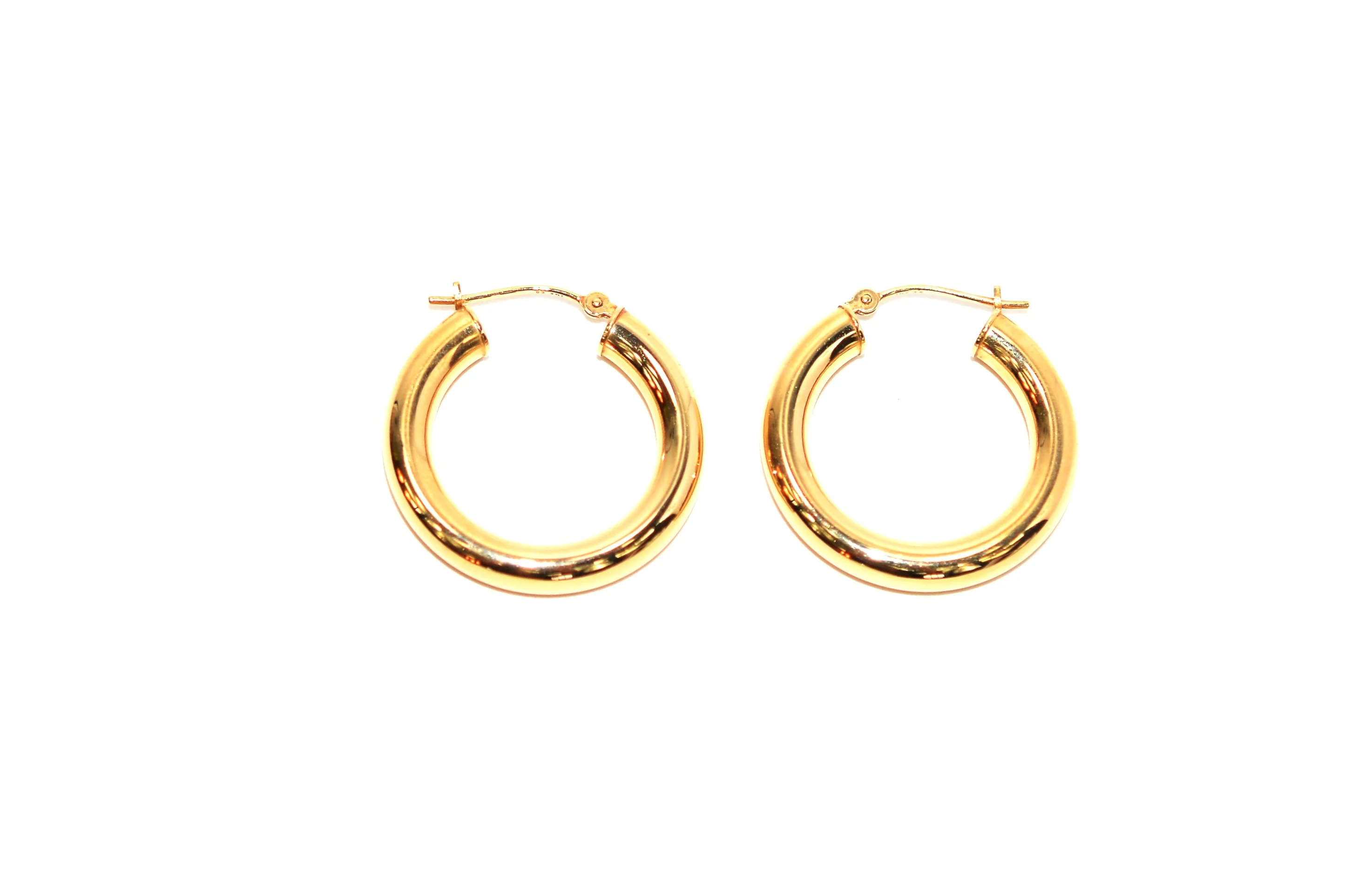 14K Solid Gold 24mm Hoop Earrings Gold Hoops Gold Earrings Shiny Hoops Polished Hoops Statement Earrings Vintage Earrings Estate Jewellery - Image 11