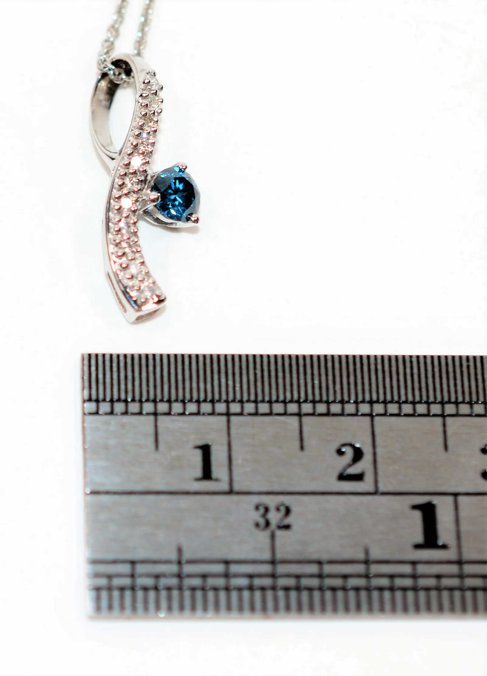 Natural Fancy Blue Diamond Necklace 14K Solid White Gold .33tcw Pendant Necklace Blue Necklace Statement Necklace Cocktail Women’s Necklace - Image 10