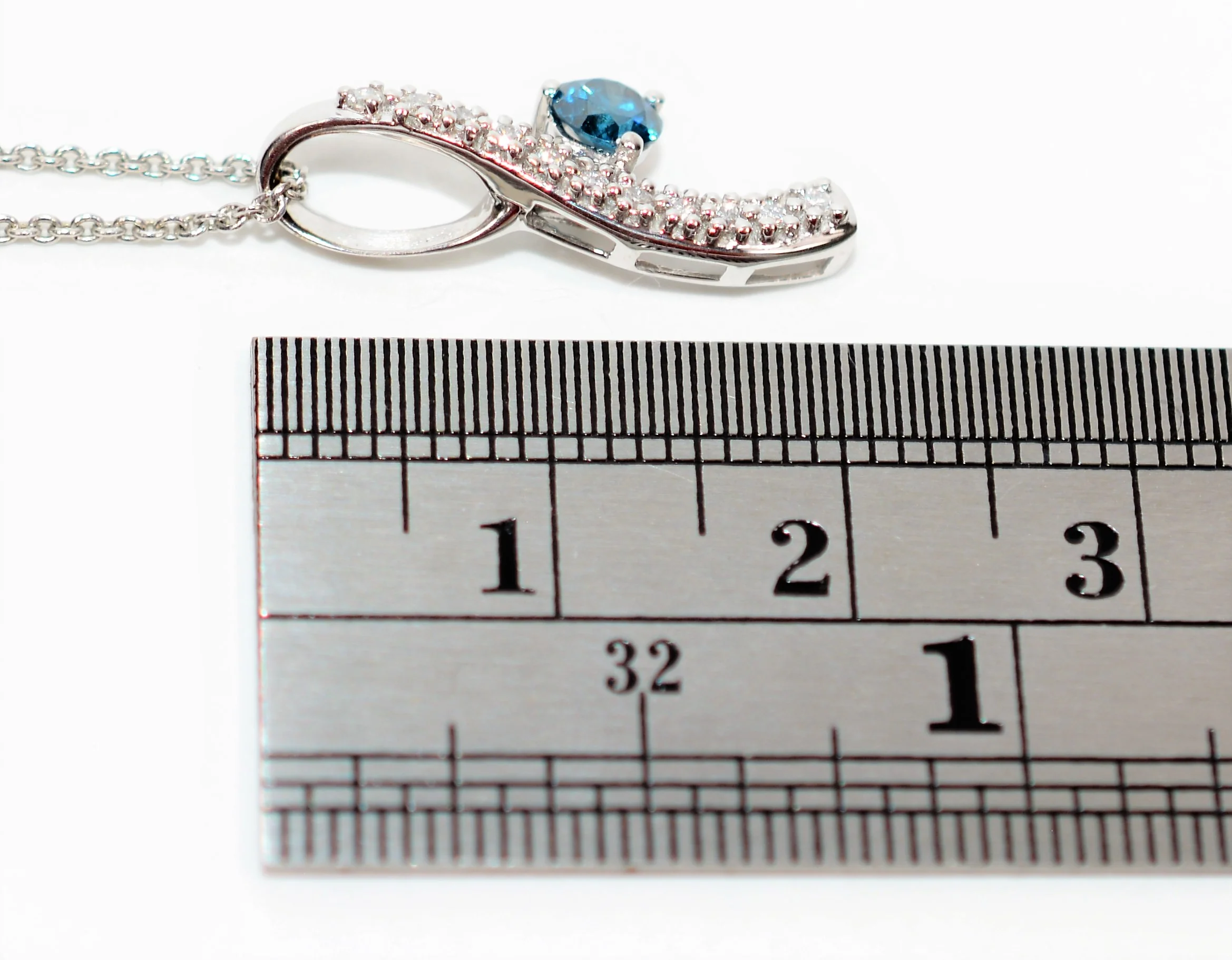 Natural Fancy Blue Diamond Necklace 14K Solid White Gold .33tcw Pendant Necklace Blue Necklace Statement Necklace Cocktail Women’s Necklace - Image 11