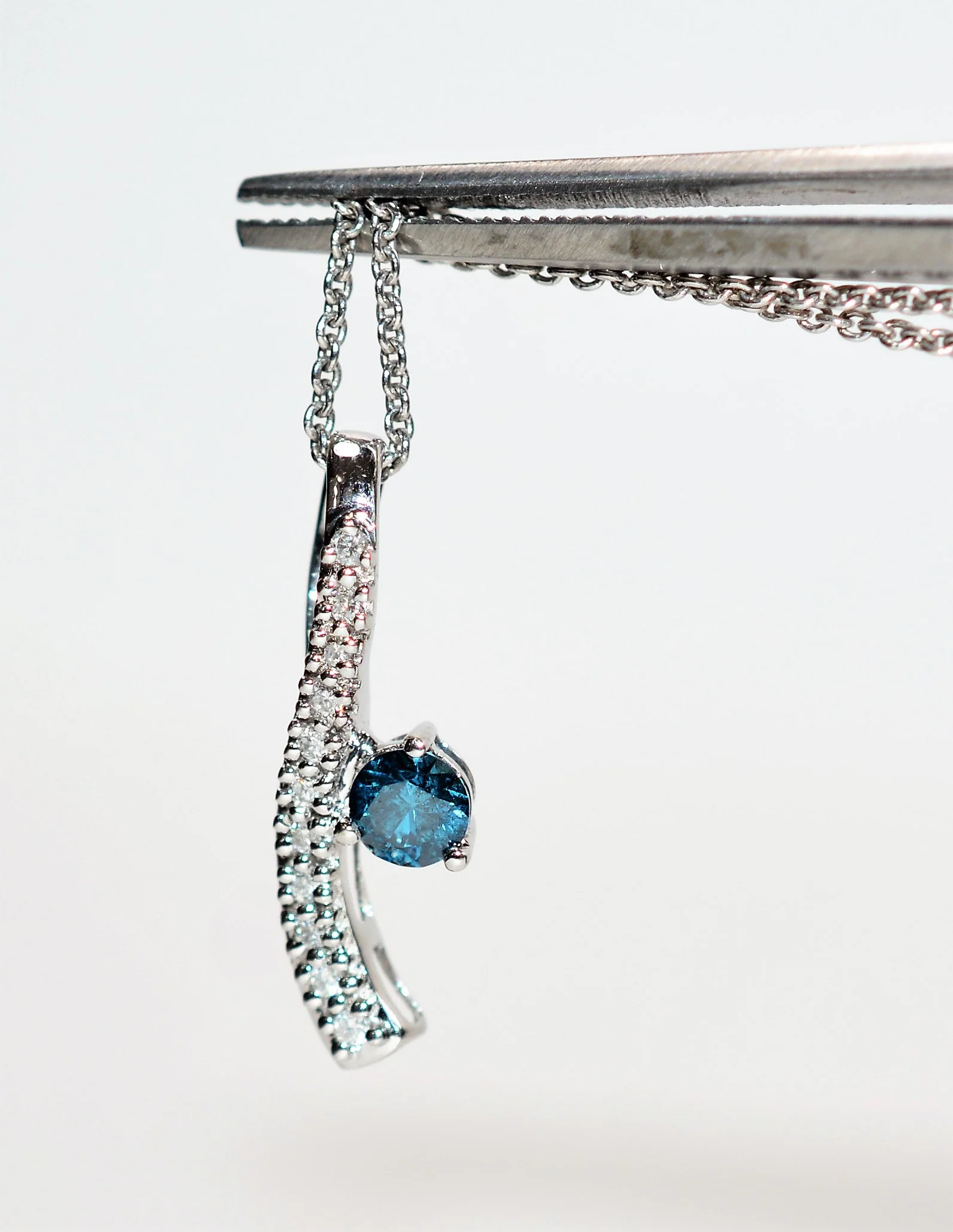 Natural Fancy Blue Diamond Necklace 14K Solid White Gold .33tcw Pendant Necklace Blue Necklace Statement Necklace Cocktail Women’s Necklace - Image 4