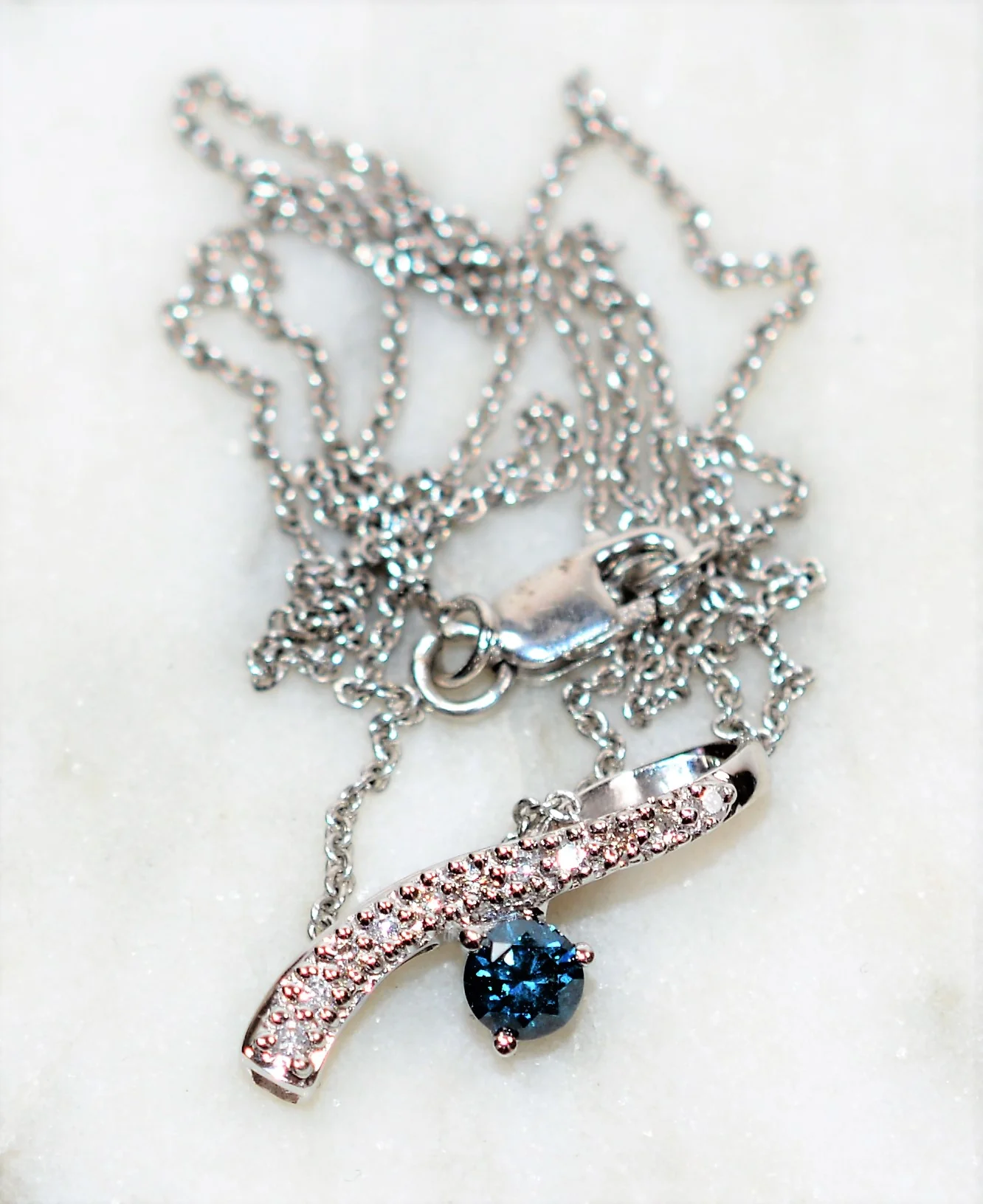 Natural Fancy Blue Diamond Necklace 14K Solid White Gold .33tcw Pendant Necklace Blue Necklace Statement Necklace Cocktail Women’s Necklace - Image 9