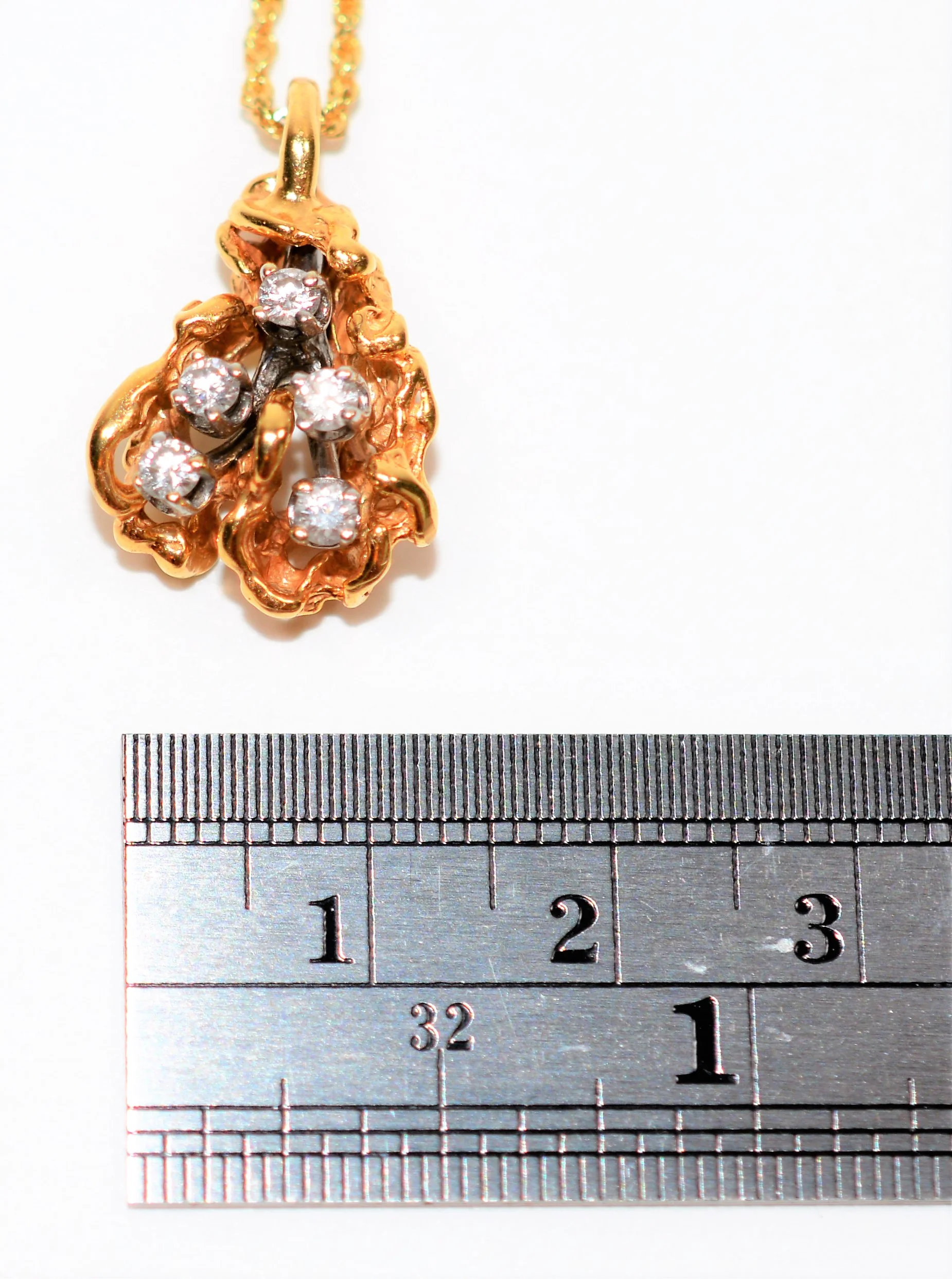 Natural Diamond Necklace 14K Solid Gold .40tcw Pendant Necklace Nugget Pendant Cluster Pendant Estate Jewelry Vintage Necklace Fine Jewelry - Image 8