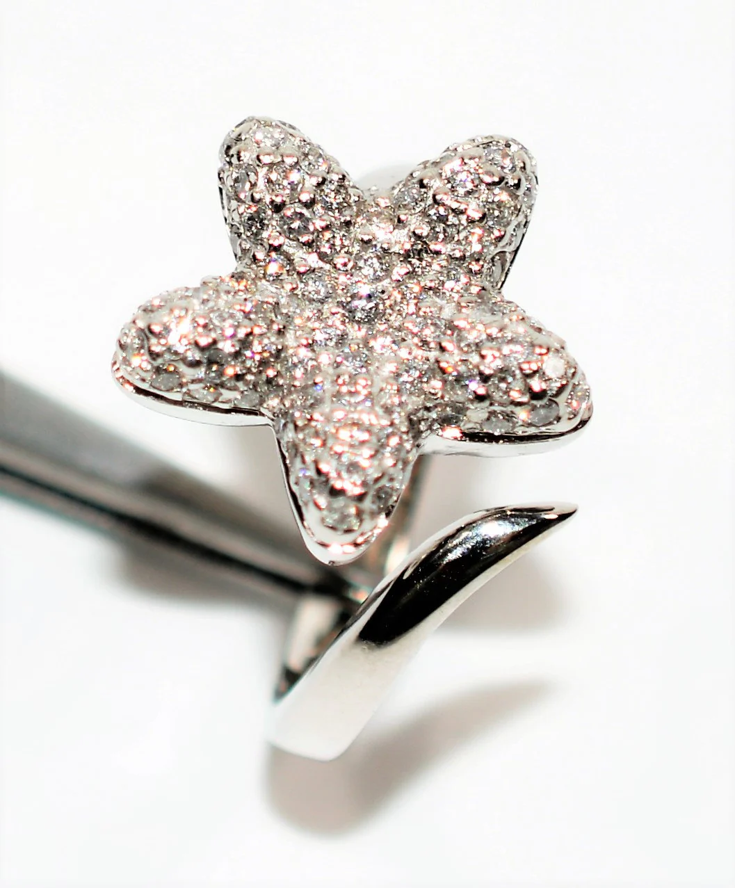 LeVian Natural Diamond Ring 14K Solid White Gold .43tcw Star Ring Cluster Ring Cocktail Ring Statement Ring Designer Ring Fine LeVian Bridal - Image 4