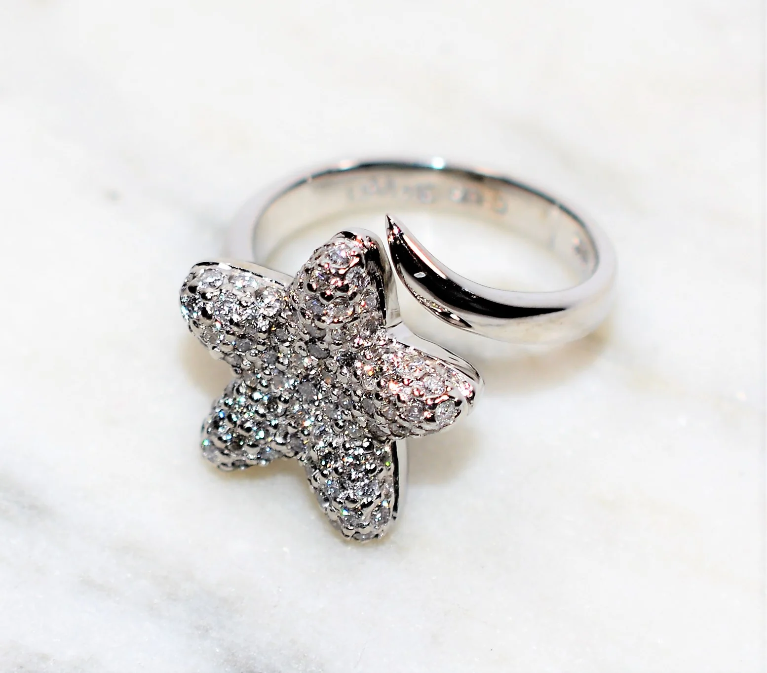 LeVian Natural Diamond Ring 14K Solid White Gold .43tcw Star Ring Cluster Ring Cocktail Ring Statement Ring Designer Ring Fine LeVian Bridal - Image 8