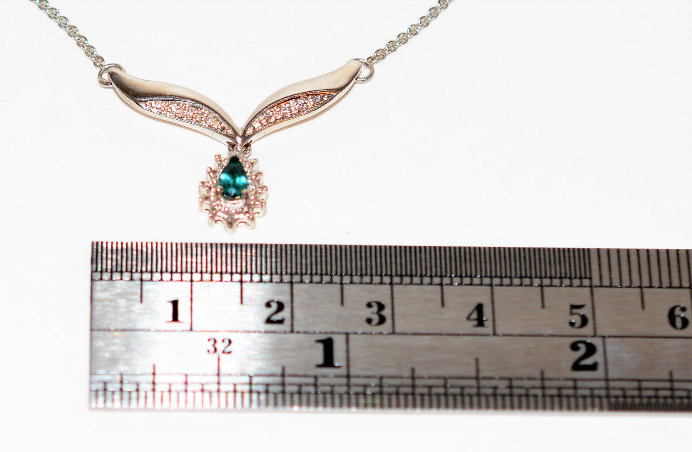 Natural Indicolite Tourmaline & Diamond Necklace 14K Solid White Gold .31tcw Statement Necklace Pendant Necklace Tourmaline Necklace Estate - Image 8