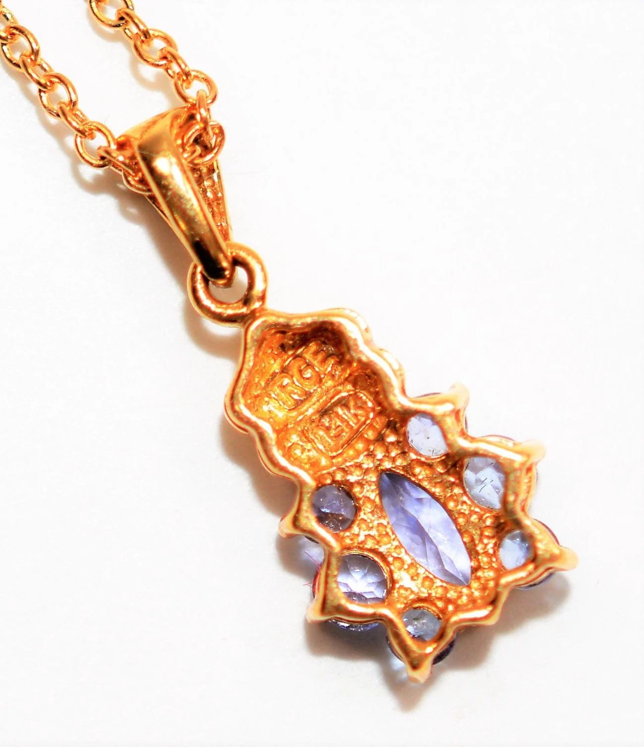 Natural Tanzanite Necklace 14K Solid Gold .59tcw Pendant Necklace Gemstone Cluster Necklace Statement Necklace Birthstone Necklace Estate - Image 5