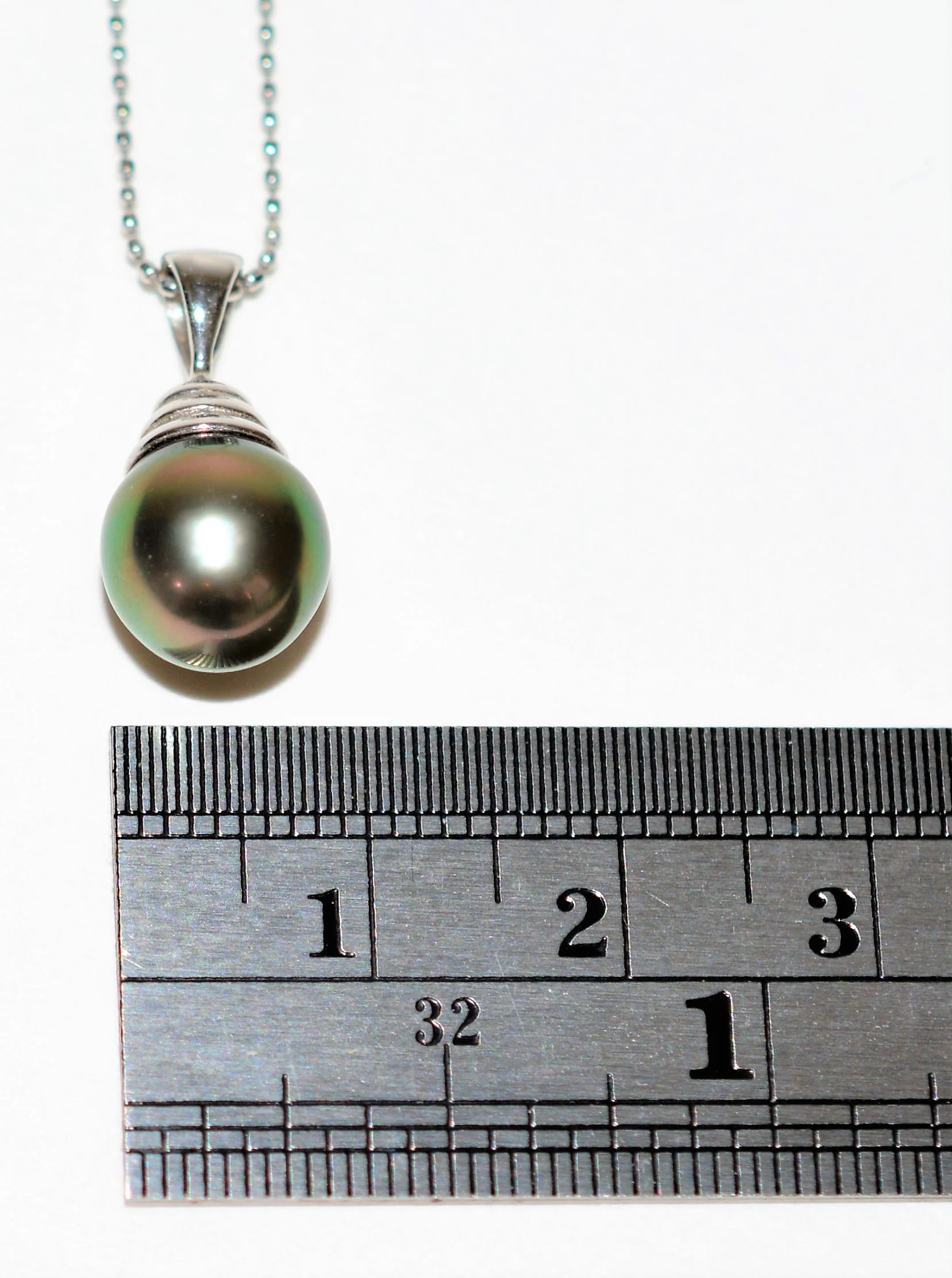Natural Black Tahitian Pearl Necklace 14K Solid White Gold Necklace 9mm Black Pearl Pendant Necklace Womens Necklace Vintage Necklace Estate - Image 8