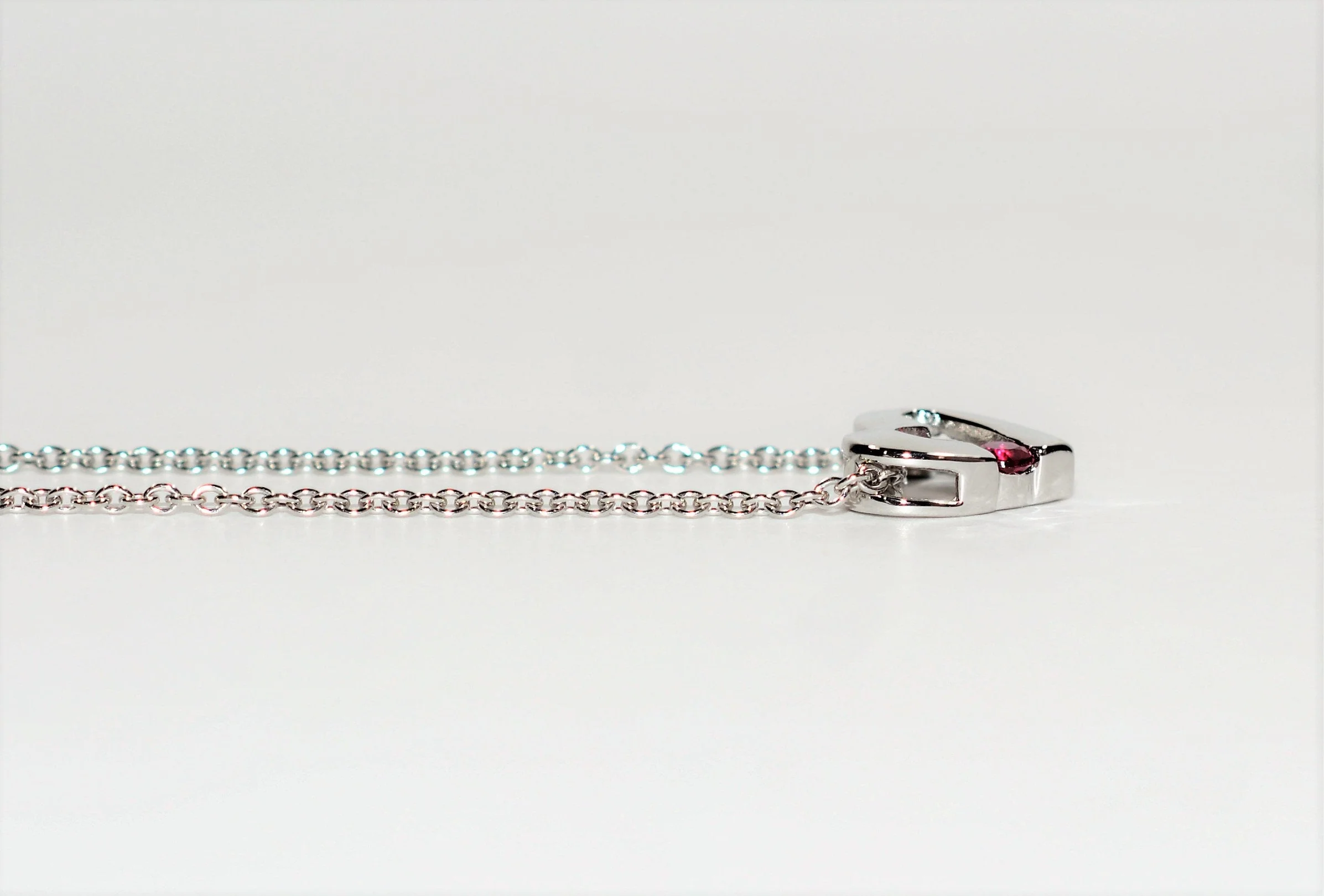 Natural Ruby Necklace 14K Solid White Gold .17ct Heart Necklace Pendant Necklace Birthstone Necklace Valentines Day Love Statement Jewelry - Image 4