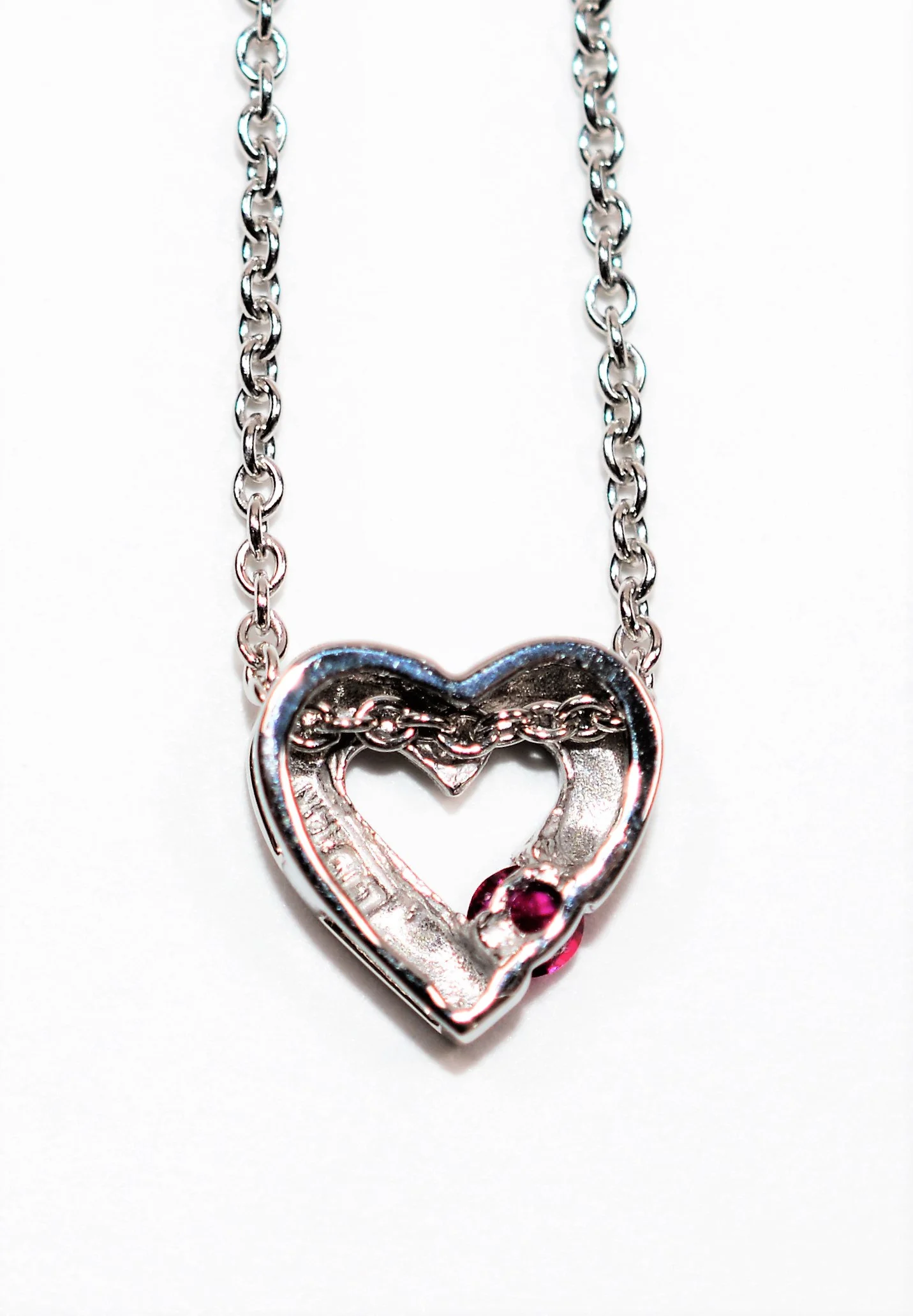 Natural Ruby Necklace 14K Solid White Gold .17ct Heart Necklace Pendant Necklace Birthstone Necklace Valentines Day Love Statement Jewelry - Image 5