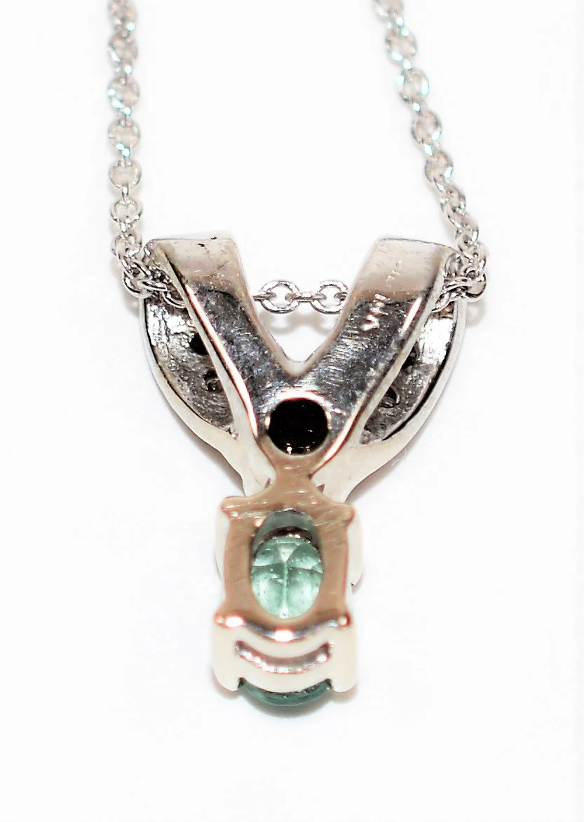 Natural Paraiba Tourmaline & Diamond Necklace 14K Solid White Gold .68tcw Gemstone Necklace Diamond Pendant Women's Necklace Estate Jewelry - Image 6