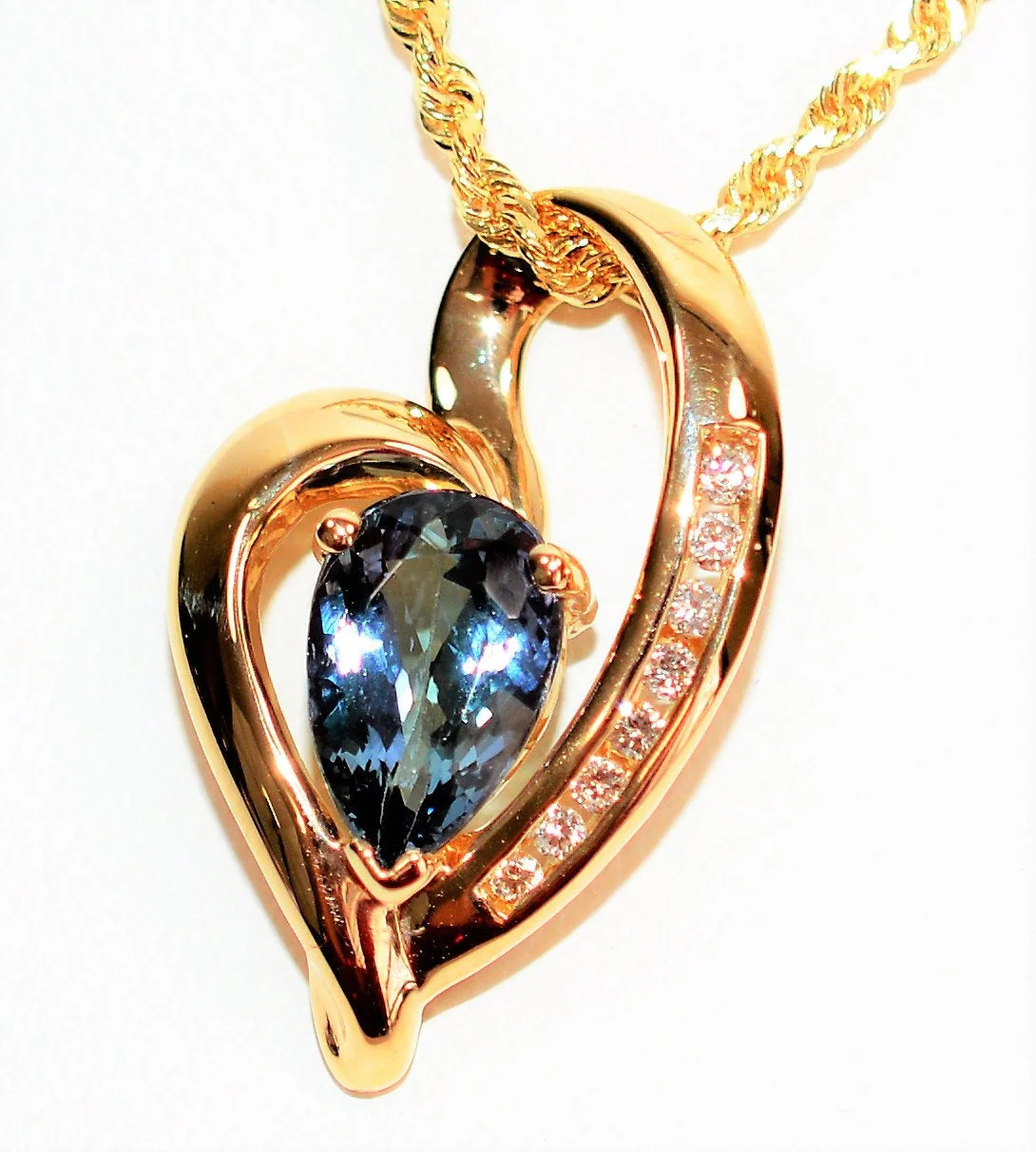 Certified Natural Tanzanite & Diamond Necklace 14K Solid Gold 2.44tcw Pendant Necklace Cocktail Necklace Birthstone Necklace Womens Necklace - Image 3