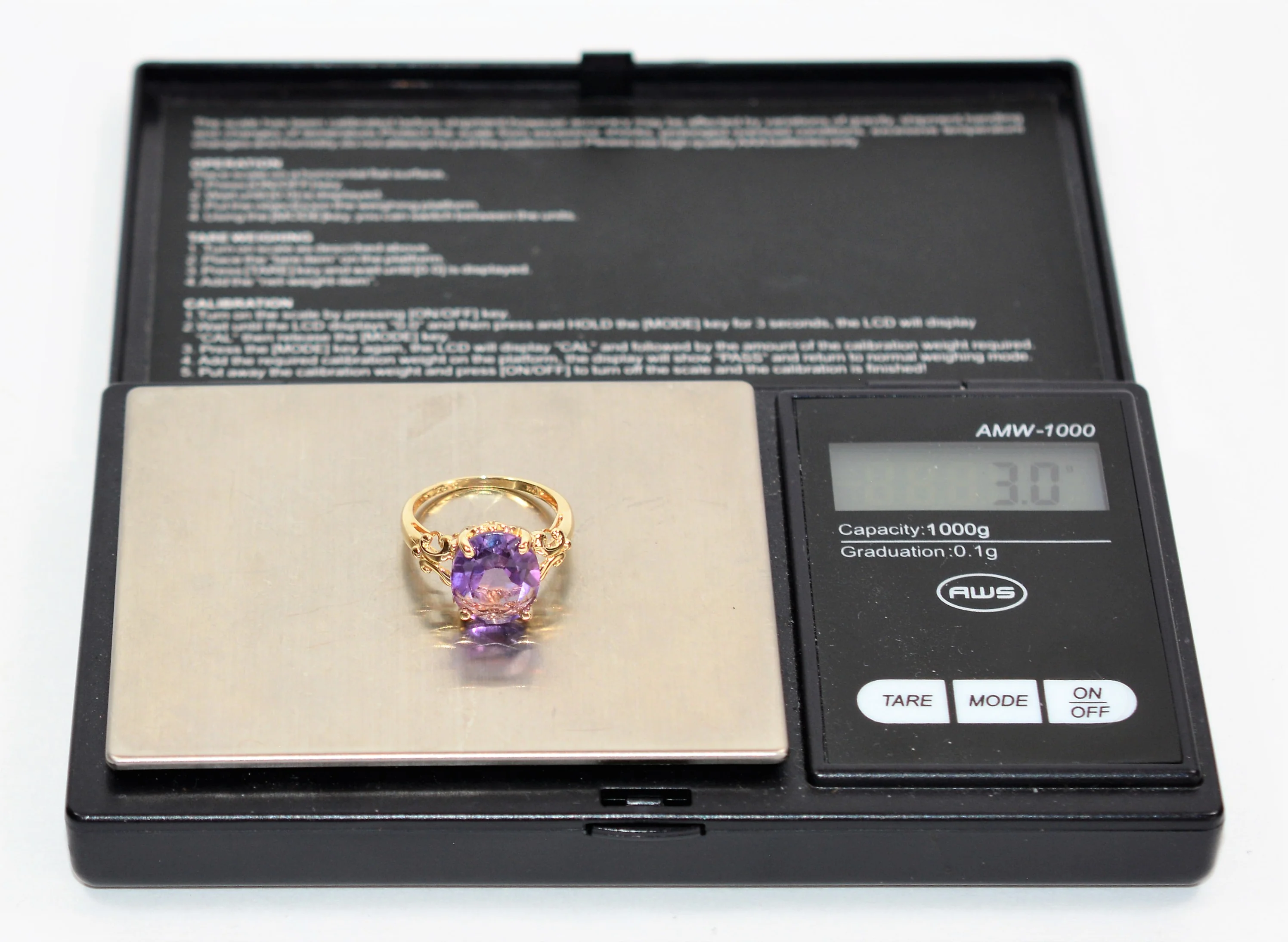 Natural Amethyst Ring 10K Solid Gold 3.93ct Birthstone Ring Solitaire Ring Vintage Ring Art Deco Ring Estate Jewelry Womens Ring Ladies Ring - Image 10