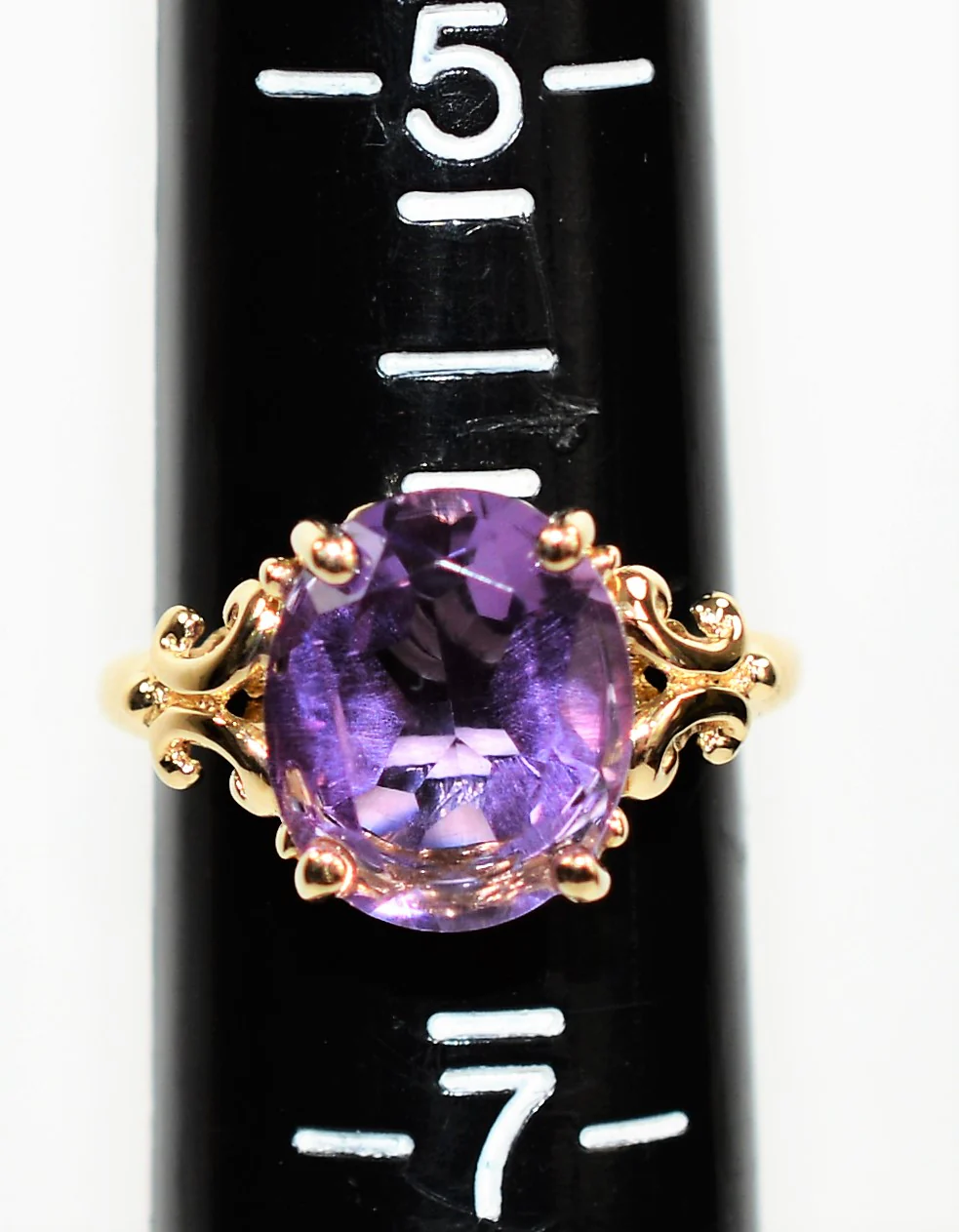 Natural Amethyst Ring 10K Solid Gold 3.93ct Birthstone Ring Solitaire Ring Vintage Ring Art Deco Ring Estate Jewelry Womens Ring Ladies Ring - Image 9