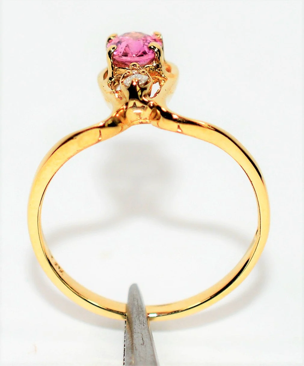 Certified Natural Padparadscha Sapphire & Diamond Ring 14K Solid Gold .60tcw Vintage Ring Statement Ring Gemstone Ring Fine Estate Jewelry - Image 4