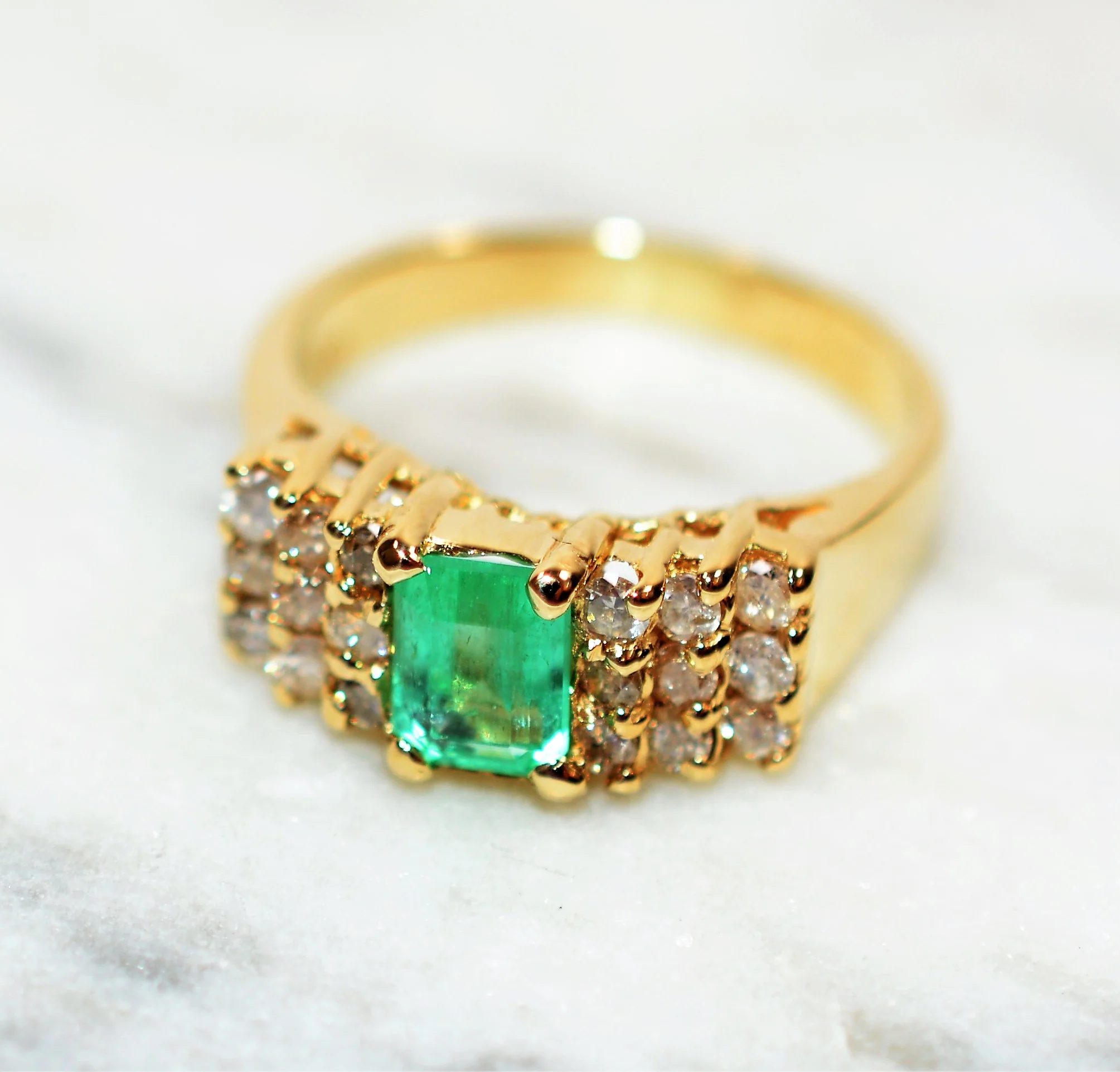 Natural Colombian Emerald & Diamond Ring 14K Solid Gold 1.41tcw Cluster Ring May Birthstone Ring Vintage Ring Gemstone Ring Ladies Ring Fine - Image 9