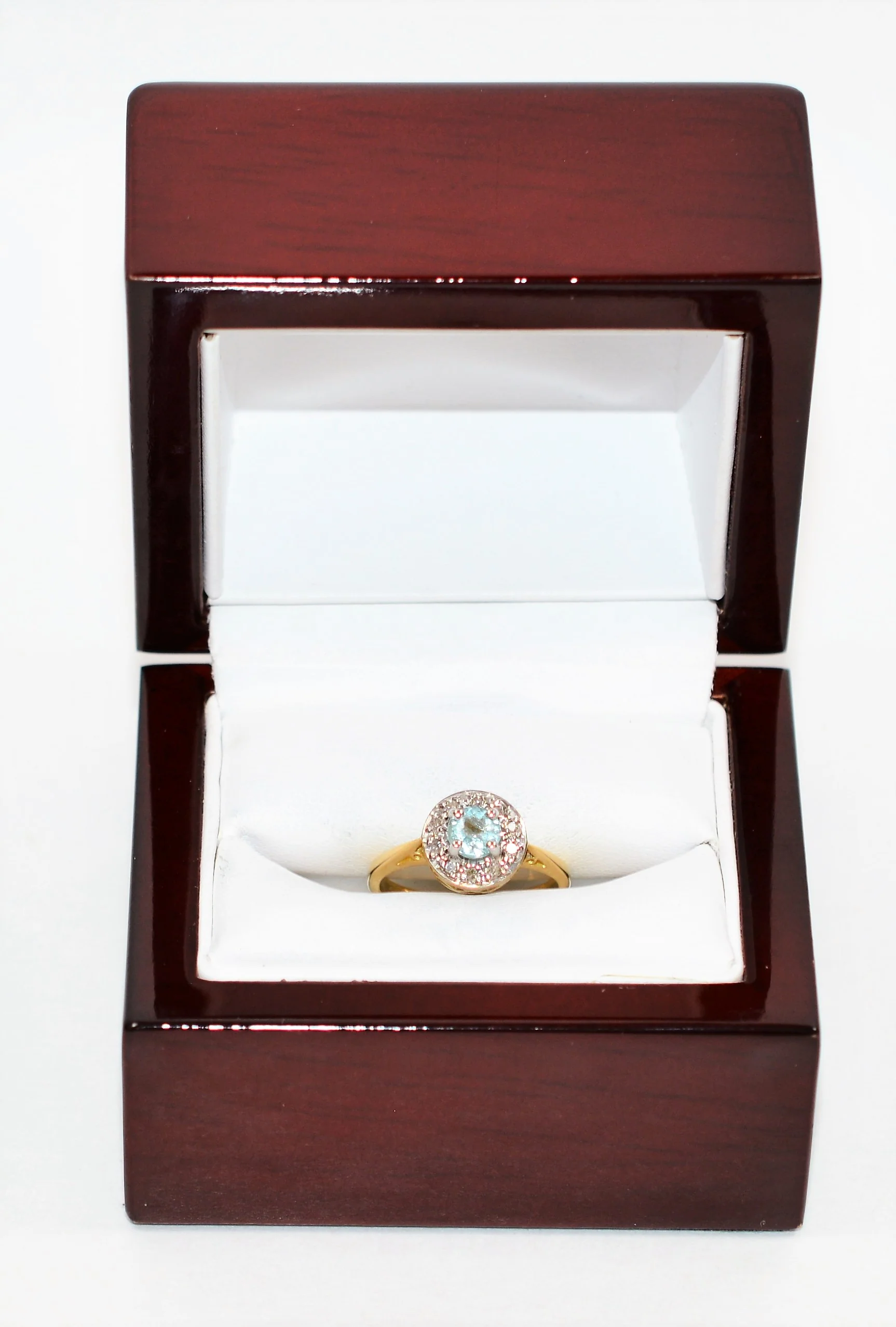Natural Paraiba Tourmaline & Diamond Ring 18K Solid Gold .60tcw Gemstone Fine Halo Women’s Ring Ladies Ring Engagement Ring Estate Jewelry - Image 12