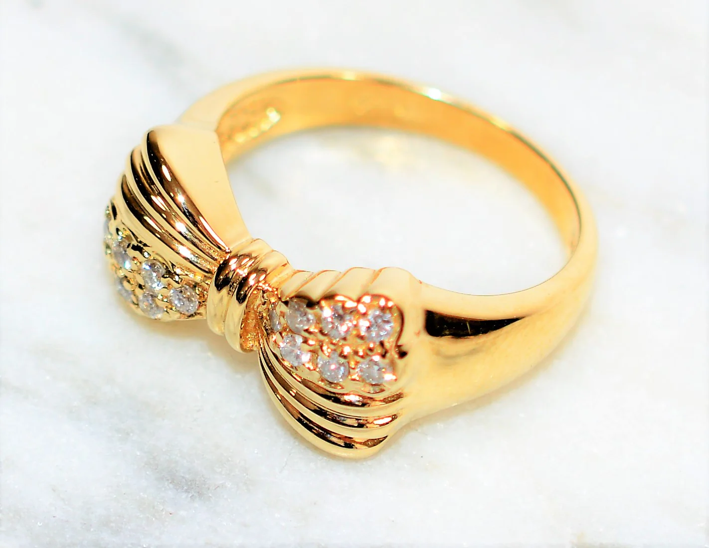 Natural Diamond Ring 14K Solid Gold .21tcw Fashion Ring Bow Ring Ladies Ring Cluster Ring Cocktail Ring Statement Ring Estate Women’s Ring - Image 8
