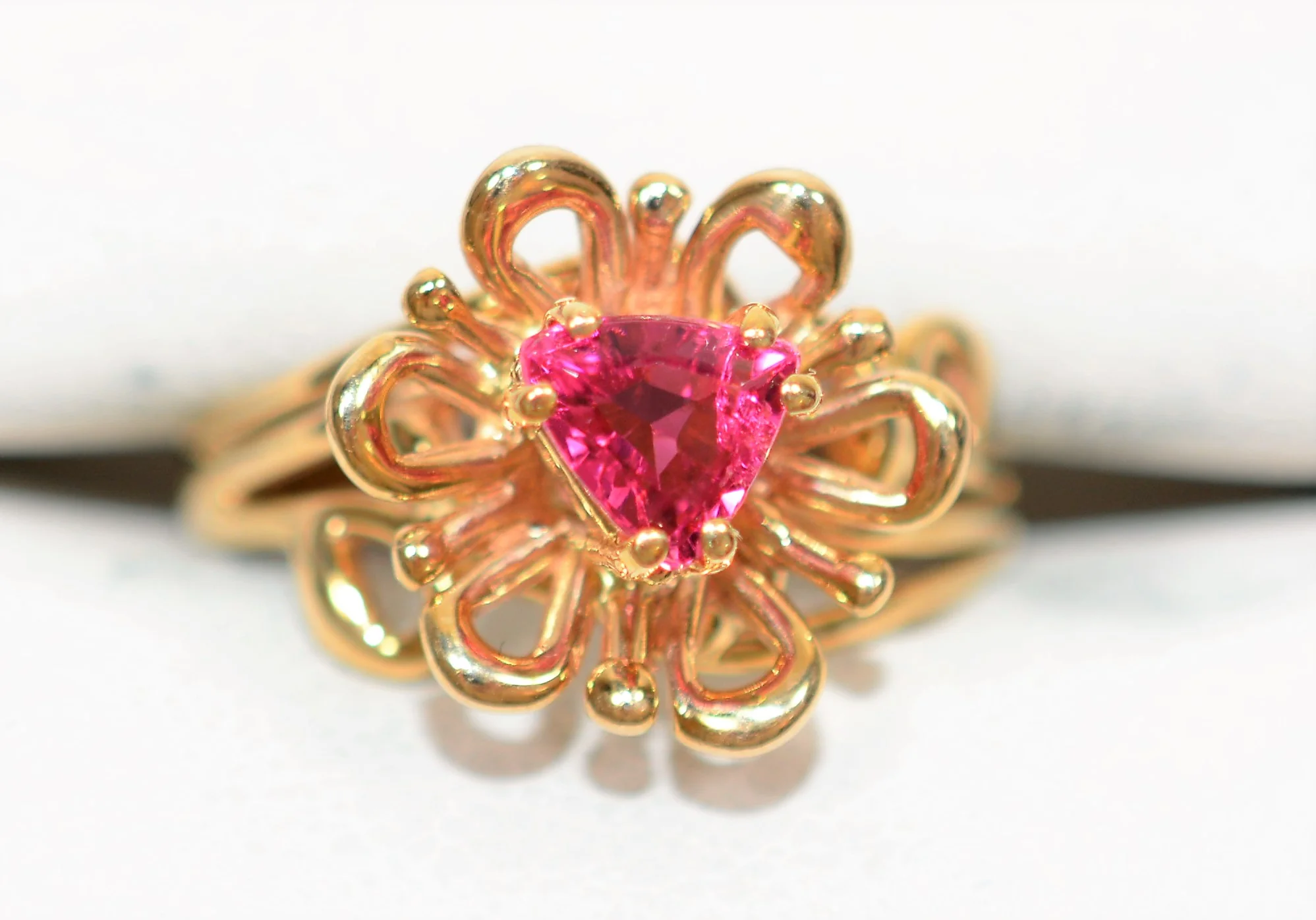 Natural Rubellite Ring 14K Solid Gold .67ct Pink Tourmaline Ring Flower Ring Solitaire Ring Womens Ring Statement Ring Birthstone Ring Jewelry - Image 5