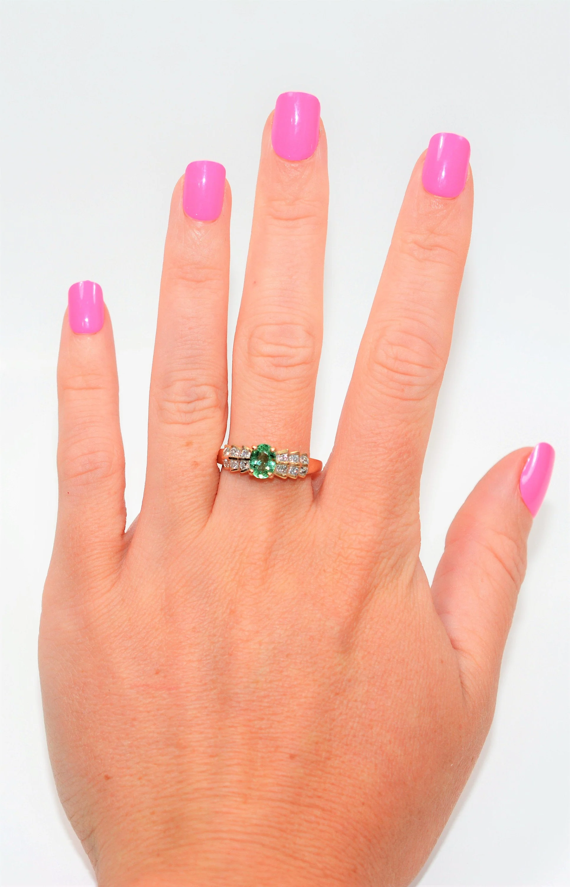 Natural Brazilian Paraiba Tourmaline & Diamond Ring 14K Solid Gold 1.13tcw Rare Gemstone Cluster Ring Statement Ring Women's Ring Fine Estate Jewelry - Image 2