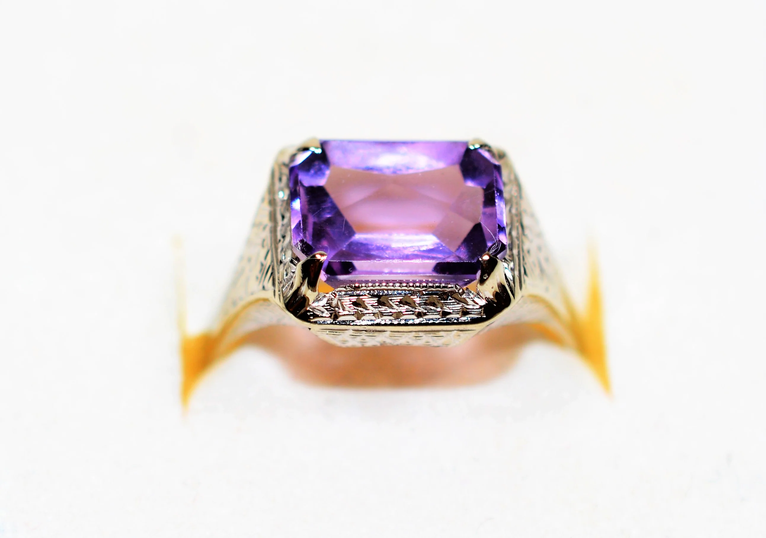 Natural Amethyst Ring 14K Solid White Gold 2.68ct Antique Ring Birthstone Ring Purple Ring Art Deco Ring Solitaire Ring Women’s Ring Estate - Image 5