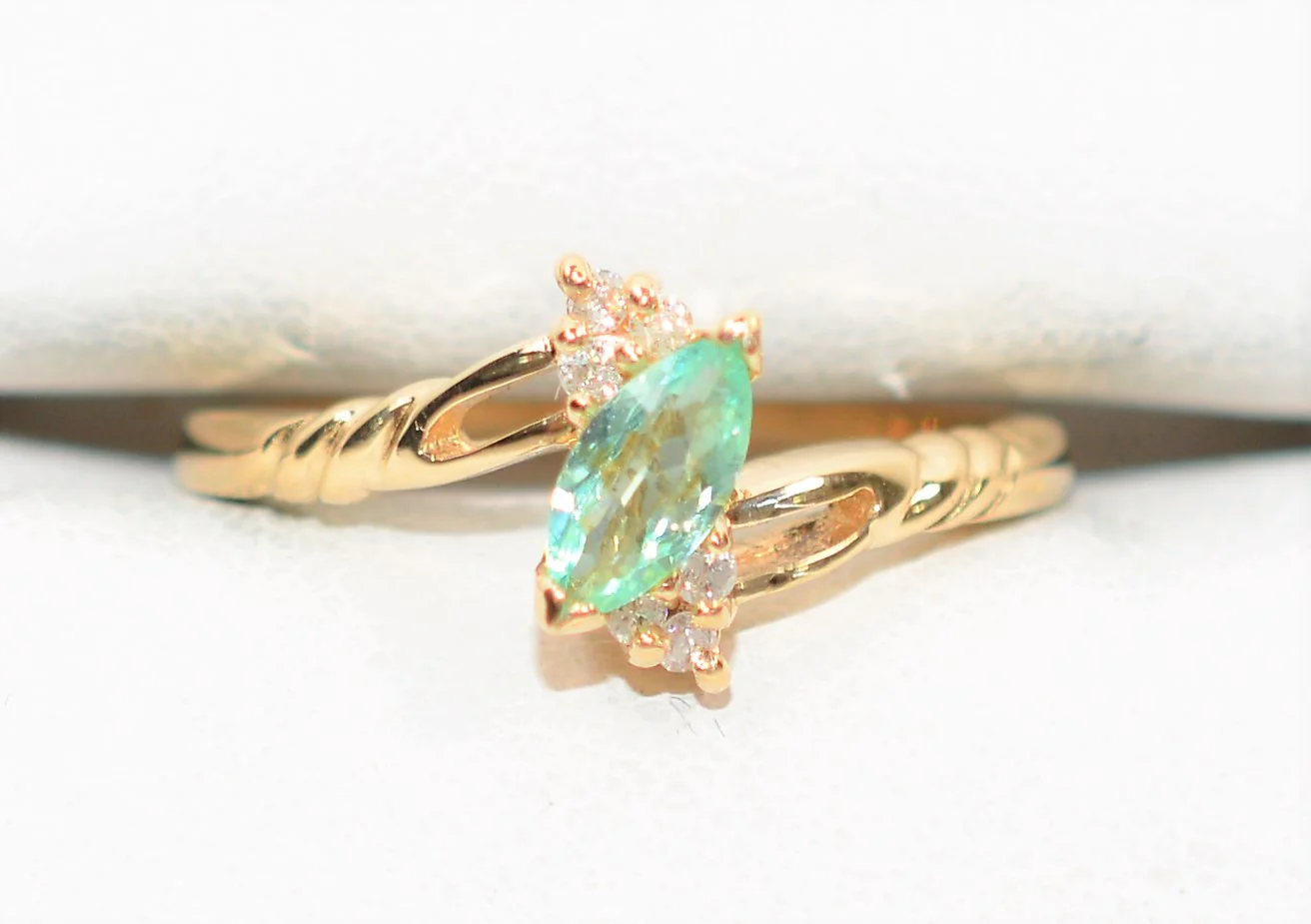Natural Paraiba Tourmaline & Diamond Ring 14K Solid Gold .37tcw Birthstone Gemstone Jewelry Fine Jewellery Women’s Ring - Image 5