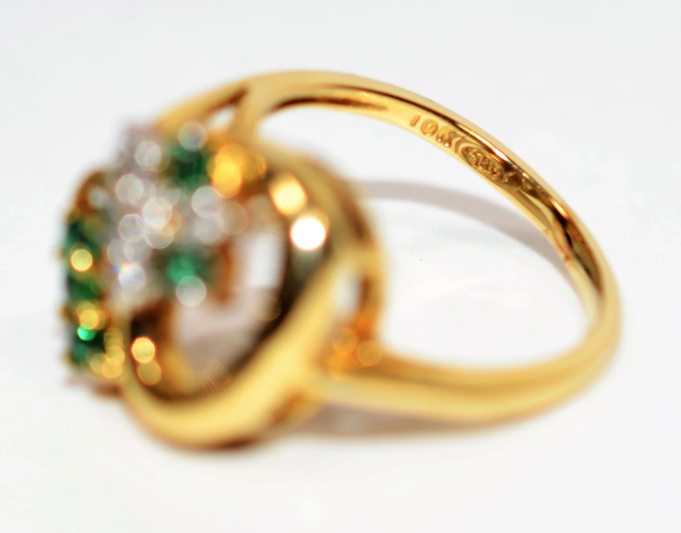 Natural Colombian Emerald & Diamond Ring 10K Solid Gold .21tcw Cluster Ring Gemstone Ring May Birthstone Ring Women’s Ring Statement Ring - Image 6