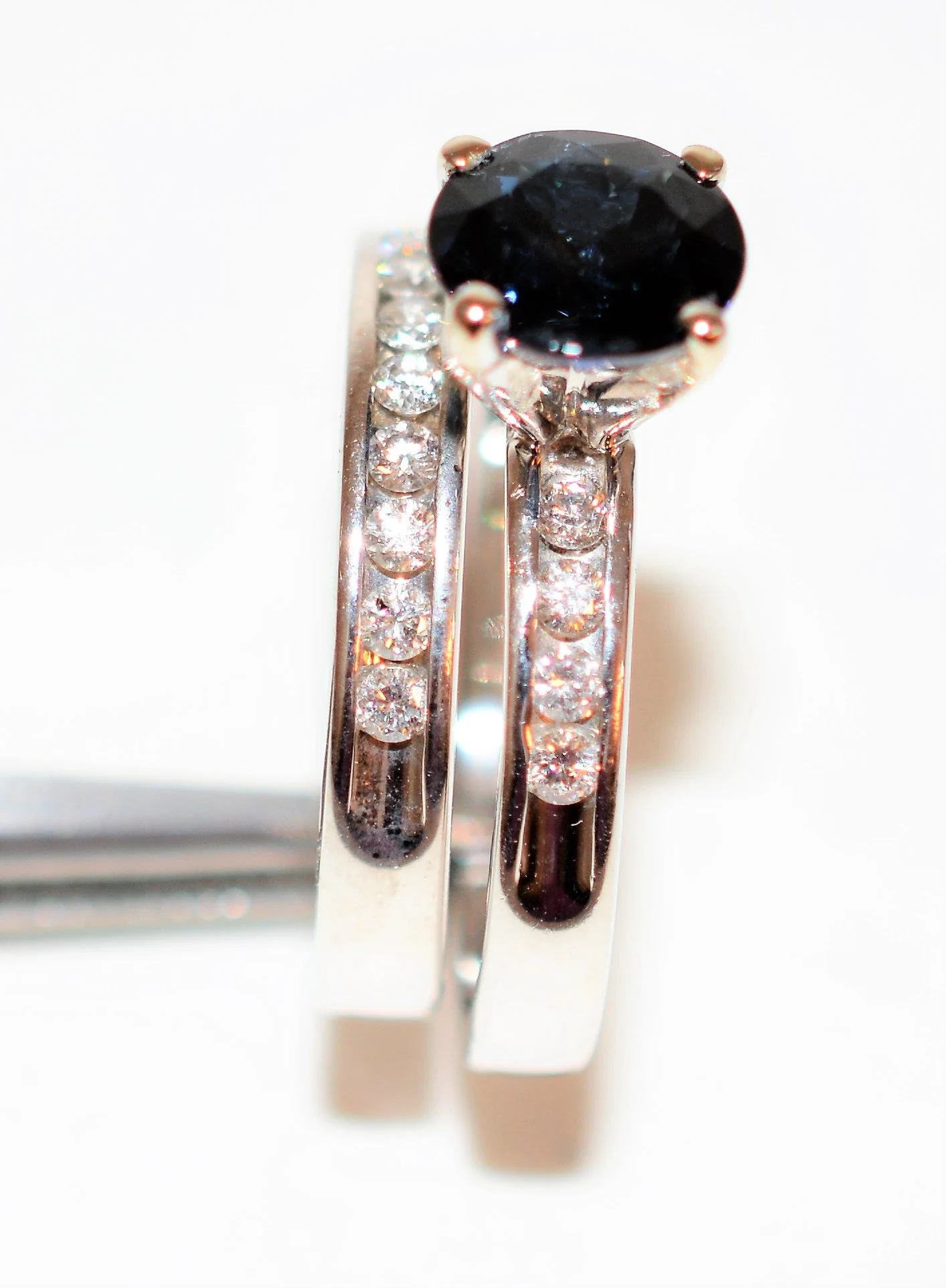 Certified Natural Indicolite Tourmaline & Diamond Ring Wedding Bridal Set 14K Solid White Gold 1.69tcw Gemstone Engagement Ring Wedding Band - Image 5