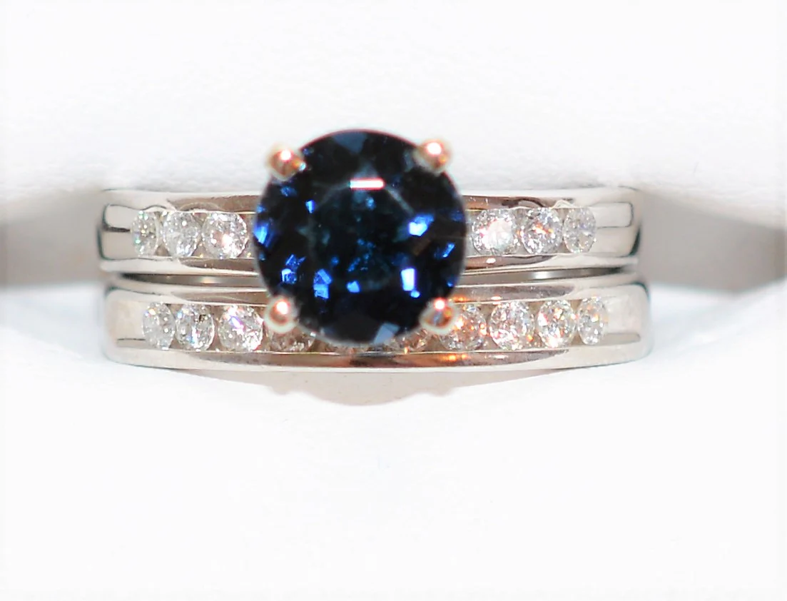 Certified Natural Indicolite Tourmaline & Diamond Ring Wedding Bridal Set 14K Solid White Gold 1.69tcw Gemstone Engagement Ring Wedding Band - Image 6