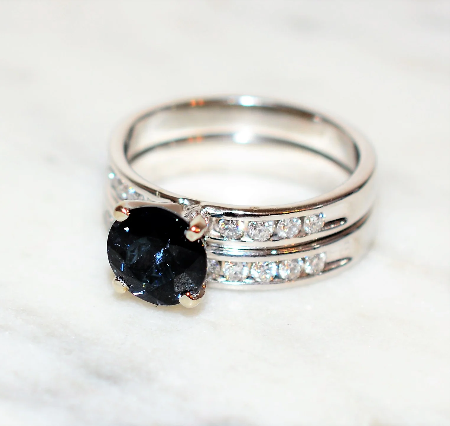 Certified Natural Indicolite Tourmaline & Diamond Ring Wedding Bridal Set 14K Solid White Gold 1.69tcw Gemstone Engagement Ring Wedding Band - Image 9