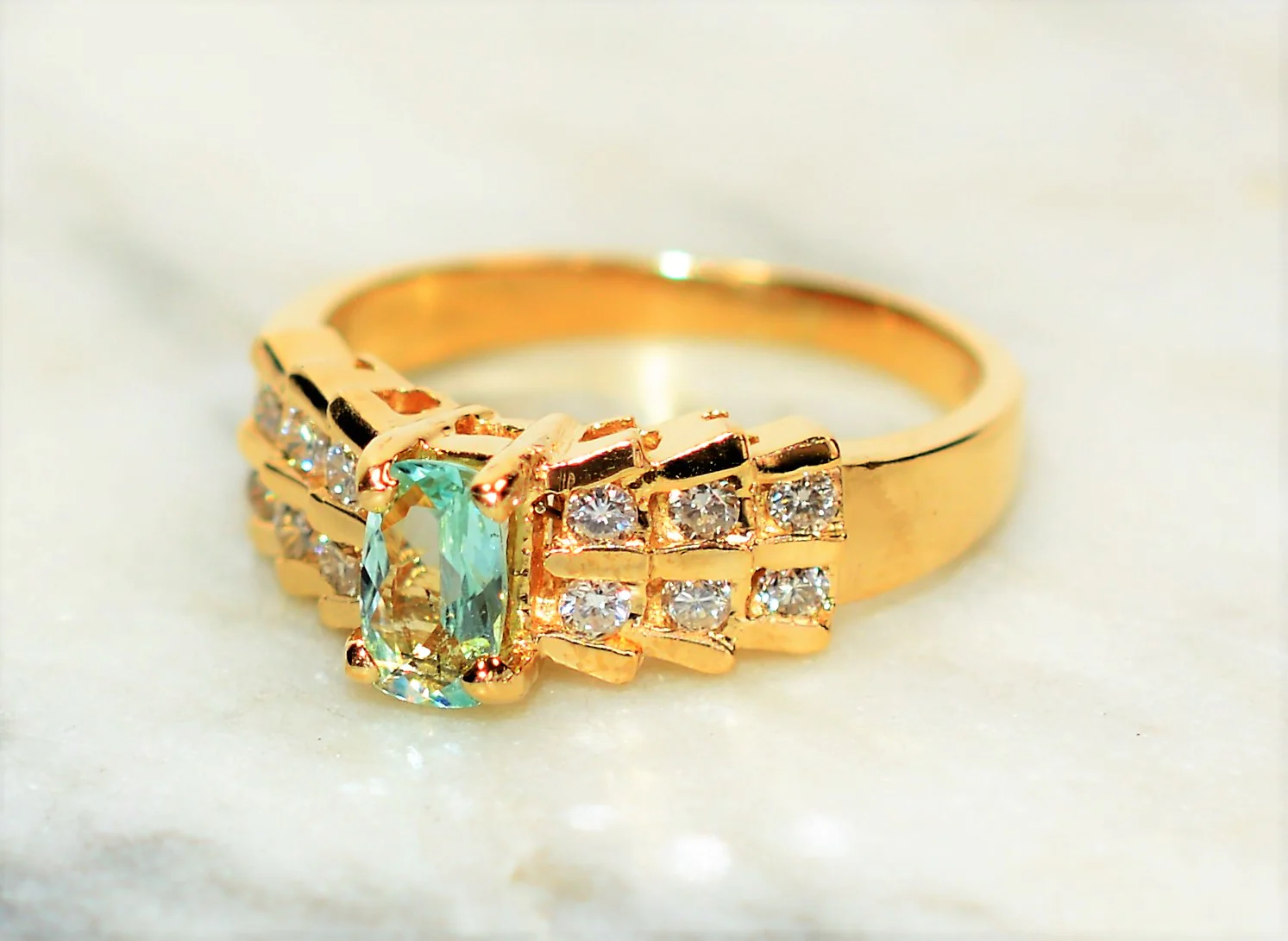 Natural Paraiba Tourmaline & Diamond Ring 14K Solid Gold .67tcw Pave Cluster Women's Fine Jewelry Estate Ring Gemstone Jewellery - Image 8