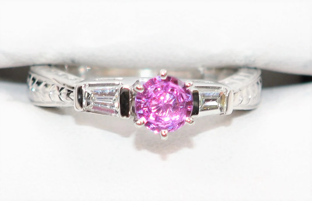 Natural Padparadscha Sapphire & Diamond Ring 14K Solid White Gold 1.30tcw Engagement Ring Pink Ring Gemstone Ring Statement Ring Birthstone - Image 5