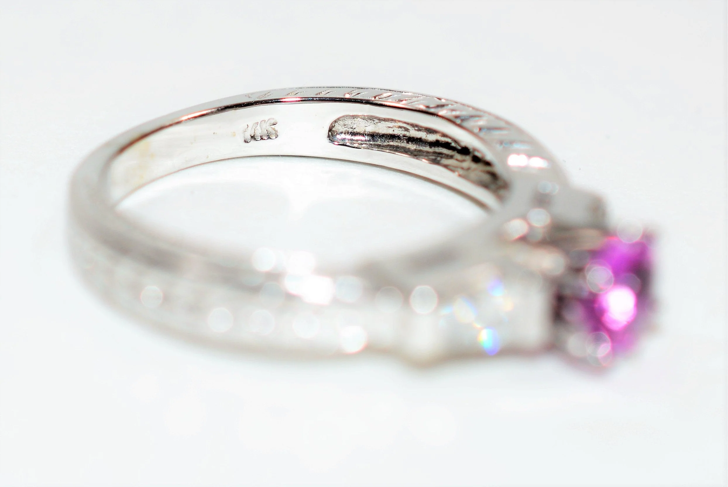 Natural Padparadscha Sapphire & Diamond Ring 14K Solid White Gold 1.30tcw Engagement Ring Pink Ring Gemstone Ring Statement Ring Birthstone - Image 6