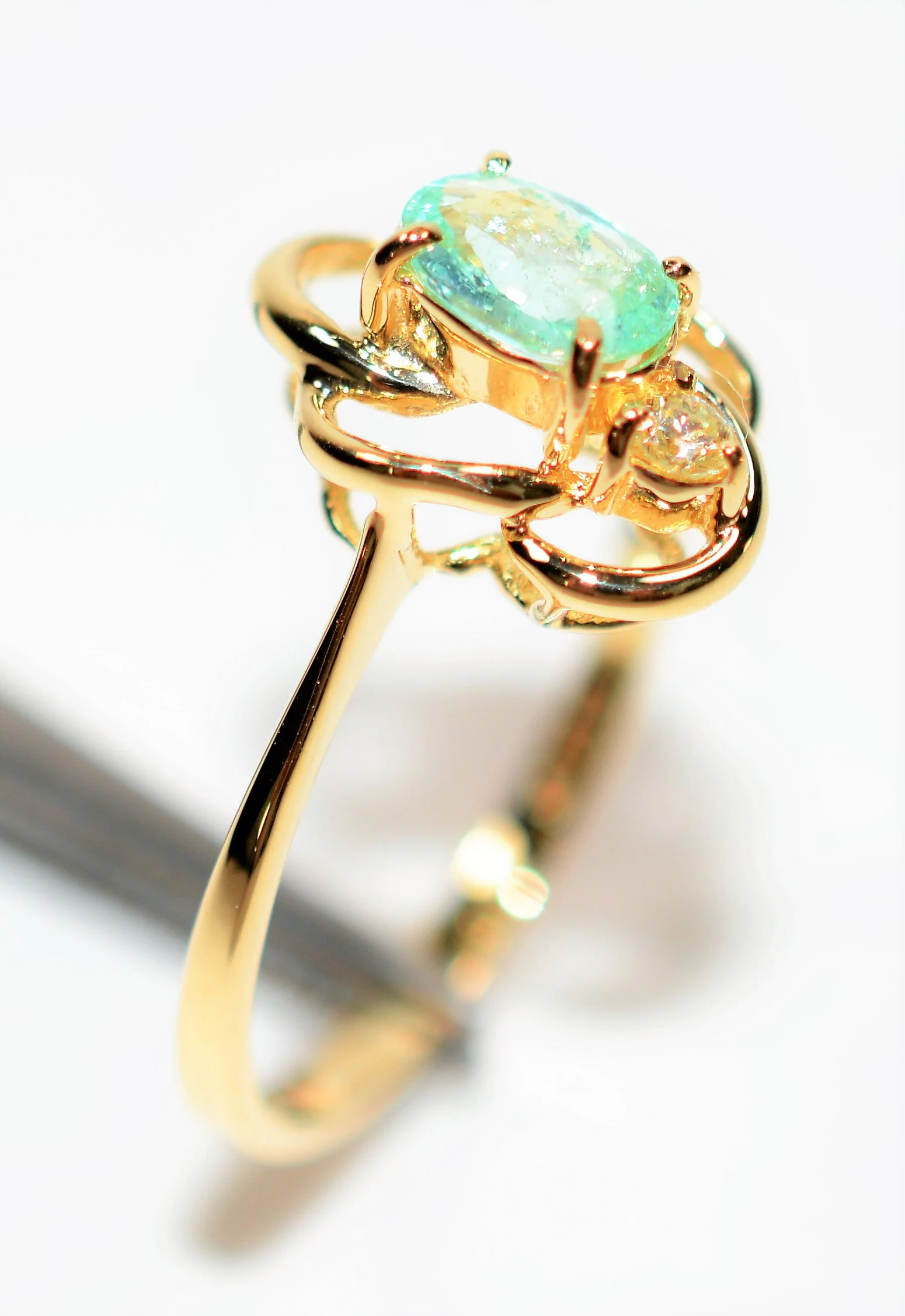 Natural Paraiba Tourmaline & Diamond Ring 14K Solid Gold .48tcw Rare Gemstone Fine Jewelry Women’s Ring Birthstone Ladies Jewellery - Image 4