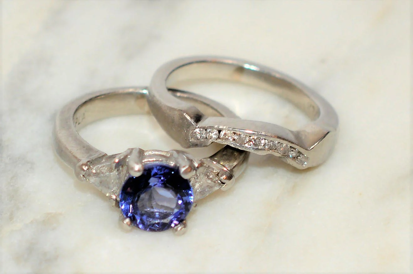 Natural D’Block Tanzanite & Diamond Ring Wedding Bridal Set Solid Platinum 2.08tcw Gemstone Ring Engagement Ring Wedding Band Tanzanite Ring - Image 7