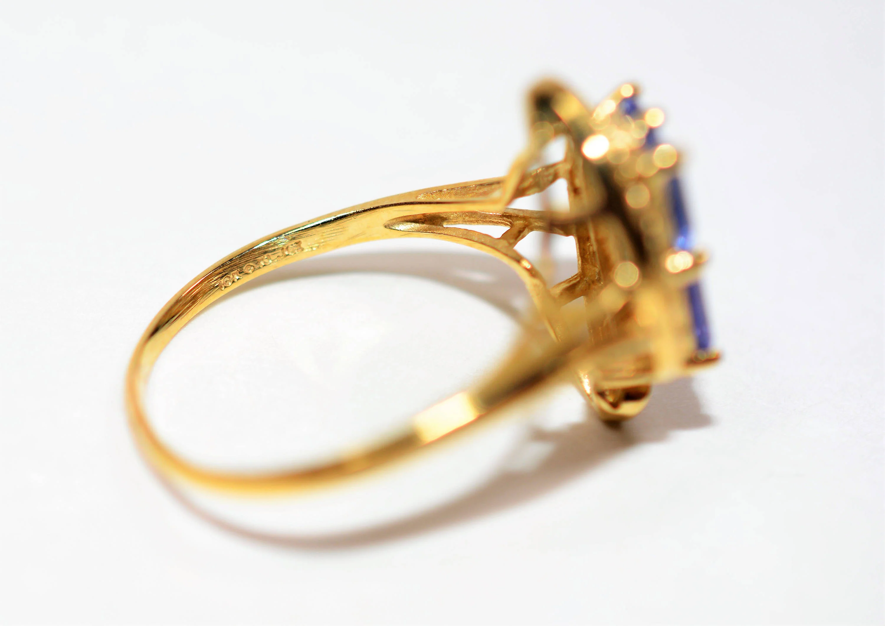 Natural Tanzanite Ring 10K Solid Gold 1.44tcw Cluster Ring Gemstone Ring Vintage Ring Statement Ring Ladies Ring Women's Ring Estate Jewellery - Image 6