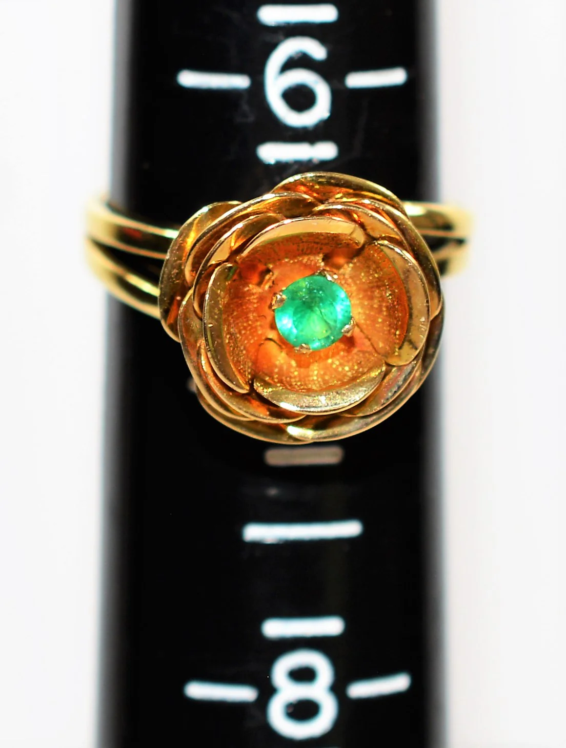 Natural Colombian Emerald Ring 18K Solid Gold .25ct Flower Ring Solitaire Ring Statement Ring Women's Ring May Birthstone Ring Vintage Ring - Image 10
