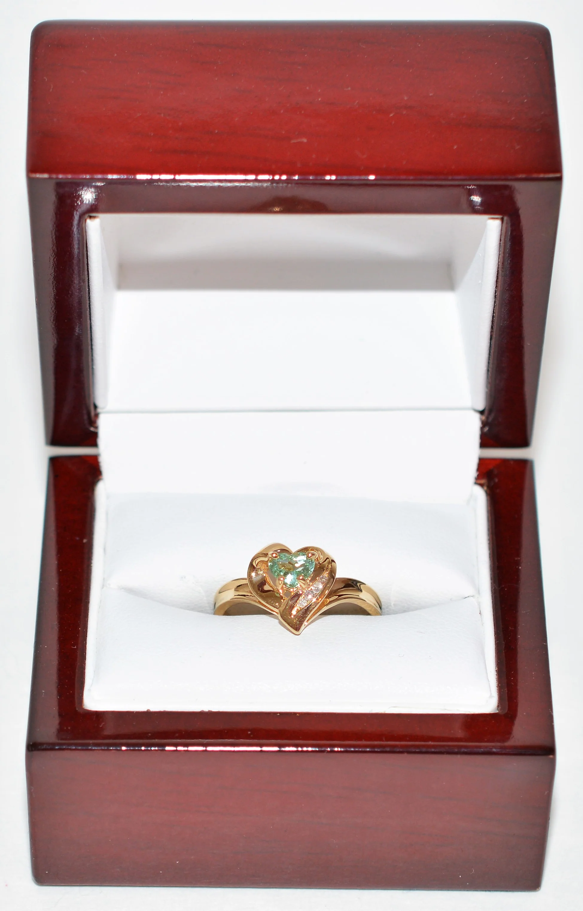 Natural Paraiba Tourmaline & Diamond Ring 10K Solid Gold .50tcw Gemstone Heart Women's Ring Estate Jewelry Jewellery - Image 12