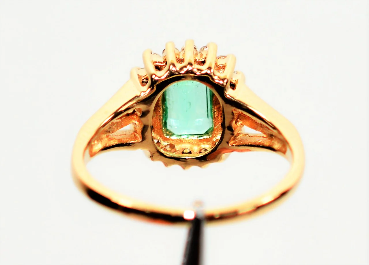 Natural Colombian Emerald & Diamond Ring 14K Solid Gold .82tcw Halo Ring Gemstone Ring May Birthstone Ring Emerald Ring Women's Ring Estate - Image 7