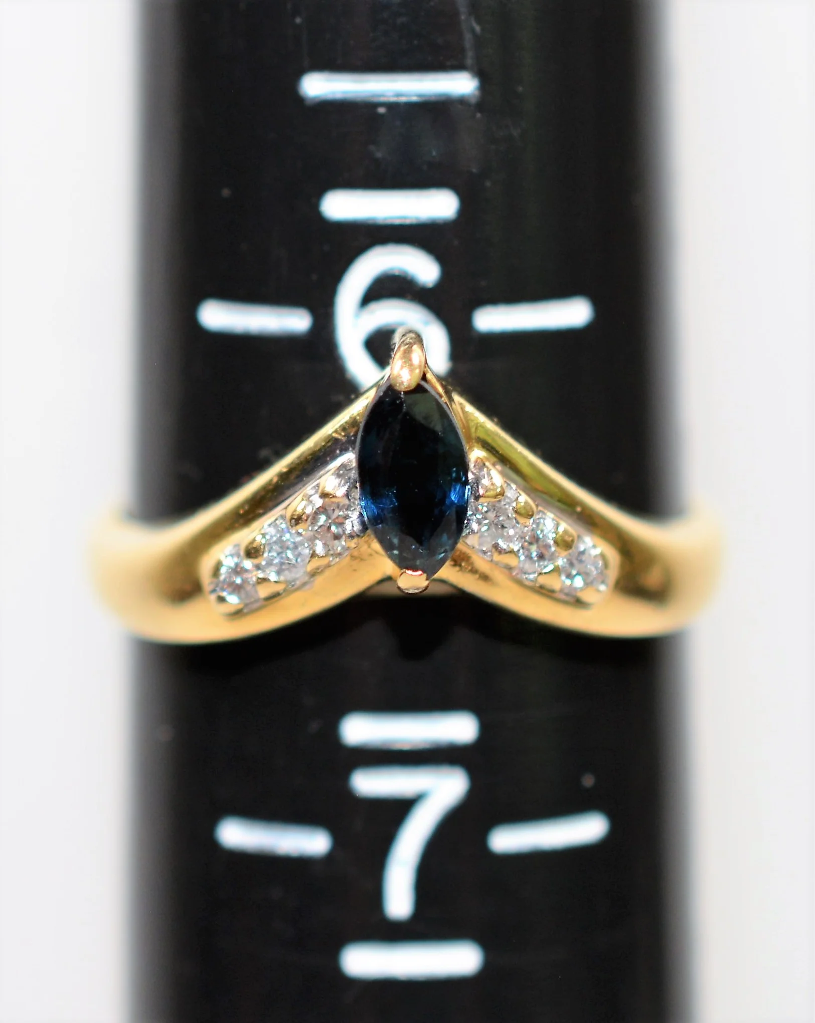 Natural Blue Sapphire & Diamond Ring 14K Solid Gold .41tcw September Birthstone Ring Vintage Ring Estate Ring Stackable Ring Women's Ring - Image 9