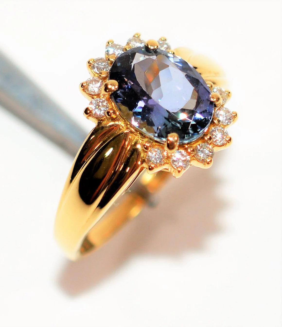 Certified Natural D'Block Tanzanite & Diamond Ring 18K Solid Gold 2.11tcw Birthstone Ring Vintage Ring Estate Ring Fine Jewelry Women's Ring - Image 5