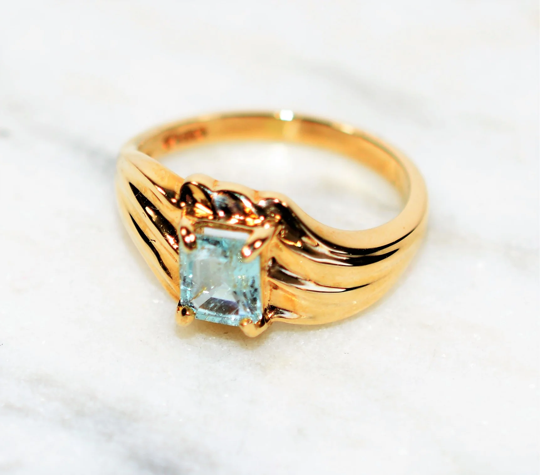 Natural Paraiba Tourmaline Ring 14K Solid Gold .76ct Solitaire Ring Womens Ring Birthstone Ring Estate Ring Ladies Ring Statement Ring Jewelry - Image 8