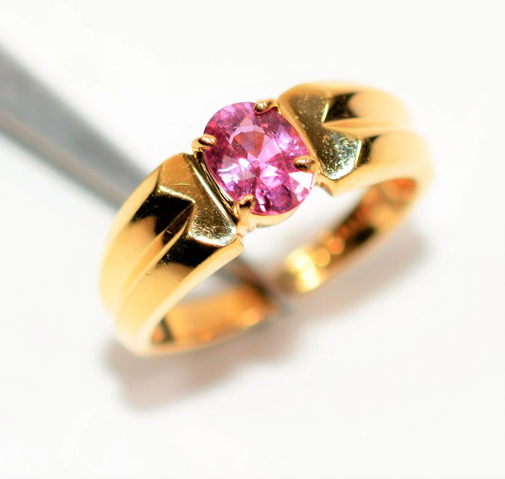 Natural Padparadscha Sapphire Ring 14K Solid Gold .98ct Solitaire Ring Gemstone Ring Pink Ring Engagement Ring Vintage Ring Estate Jewellery - Image 4